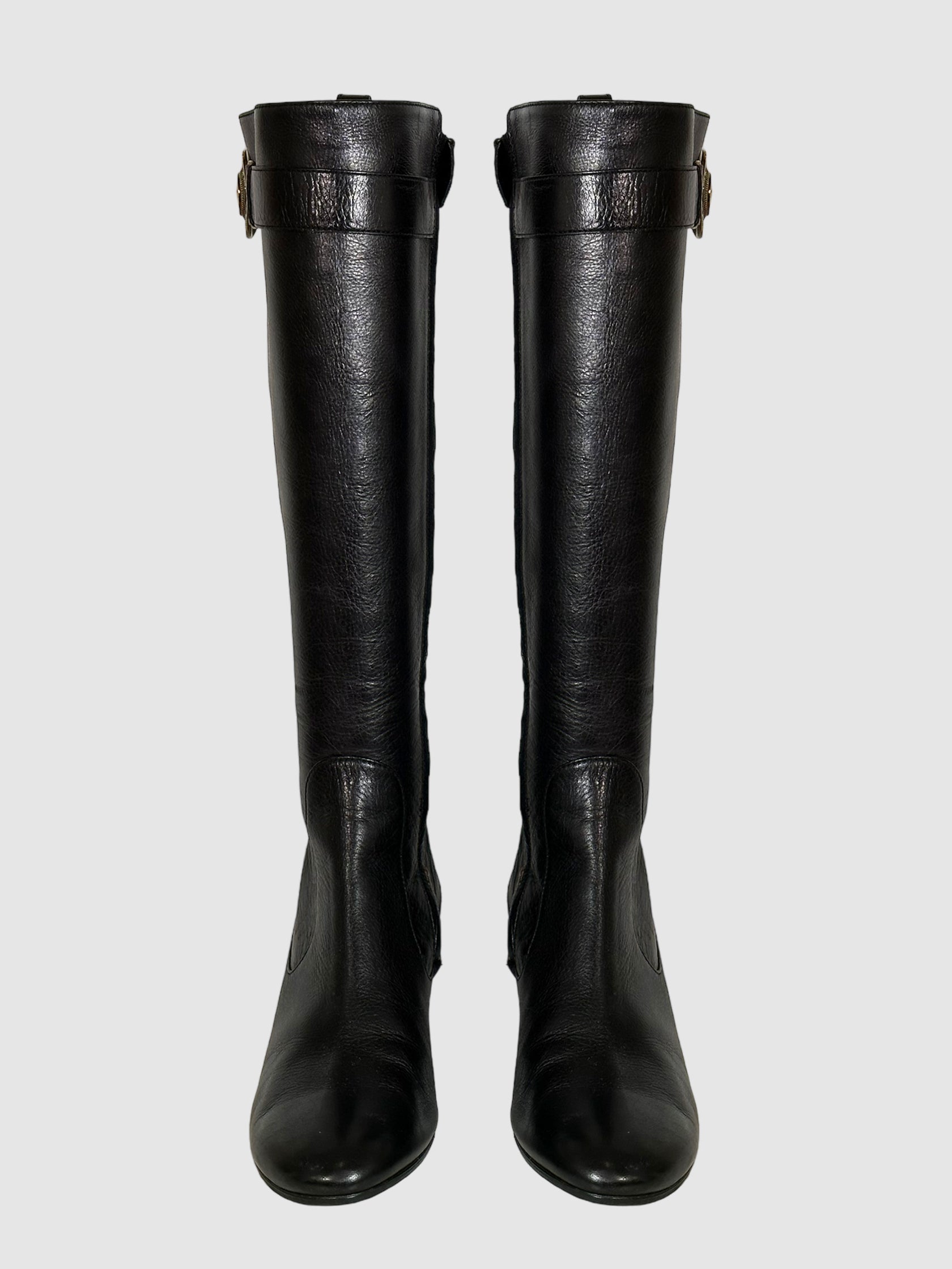 Leather Knee-High Boots - Size 8