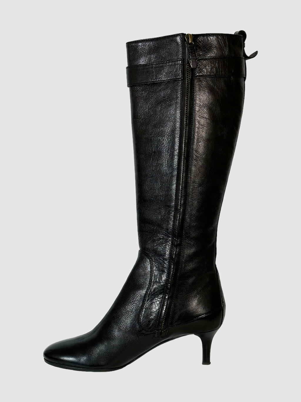 Leather Knee-High Boots - Size 8