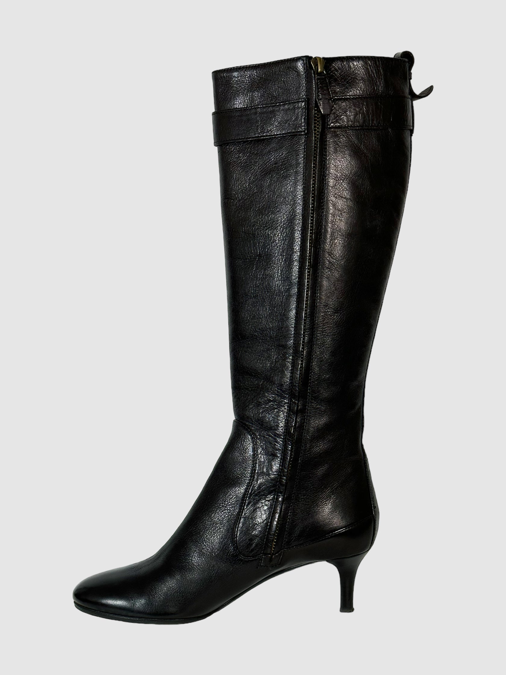 Leather Knee-High Boots - Size 8
