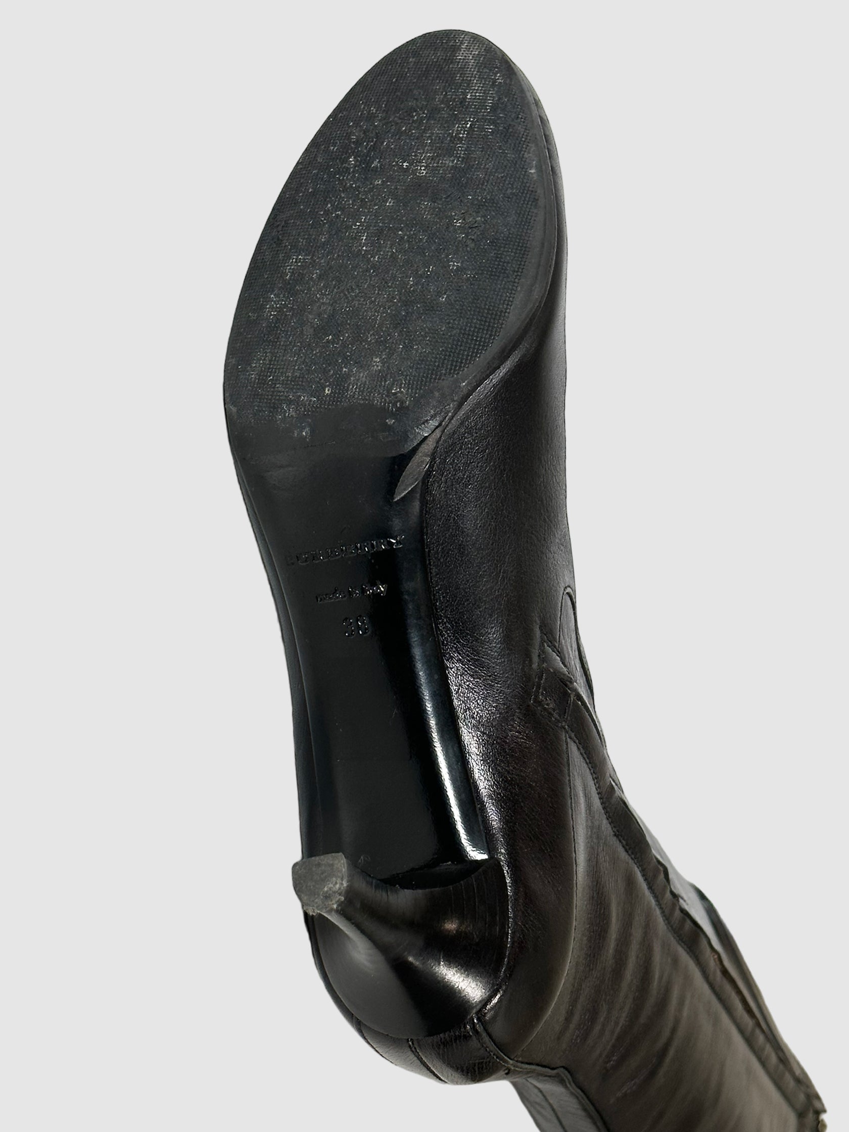 Leather Knee-High Boots - Size 8