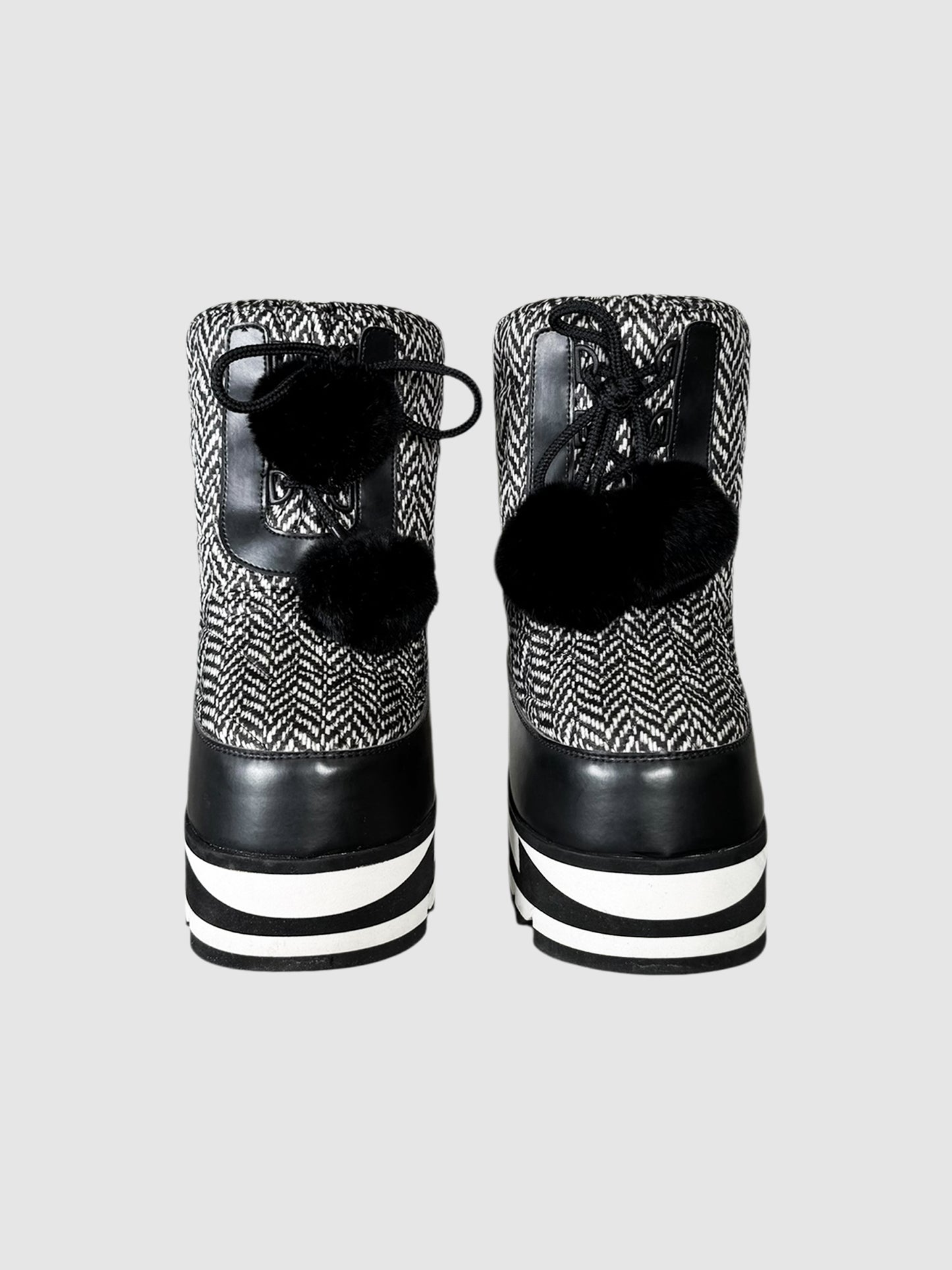 Herringbone Platform Moon Boots - Size 38