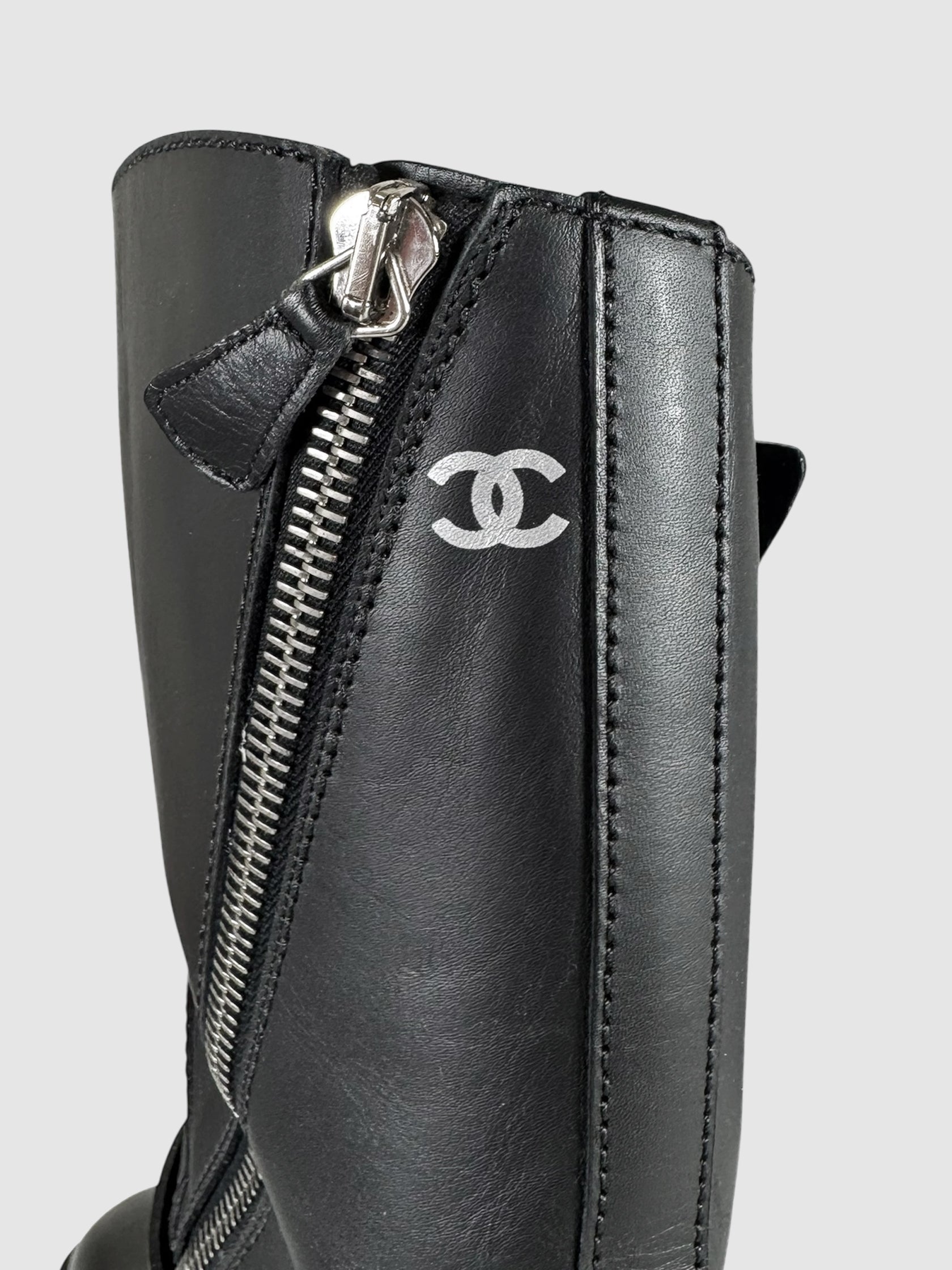 Leather CC Biker Boots