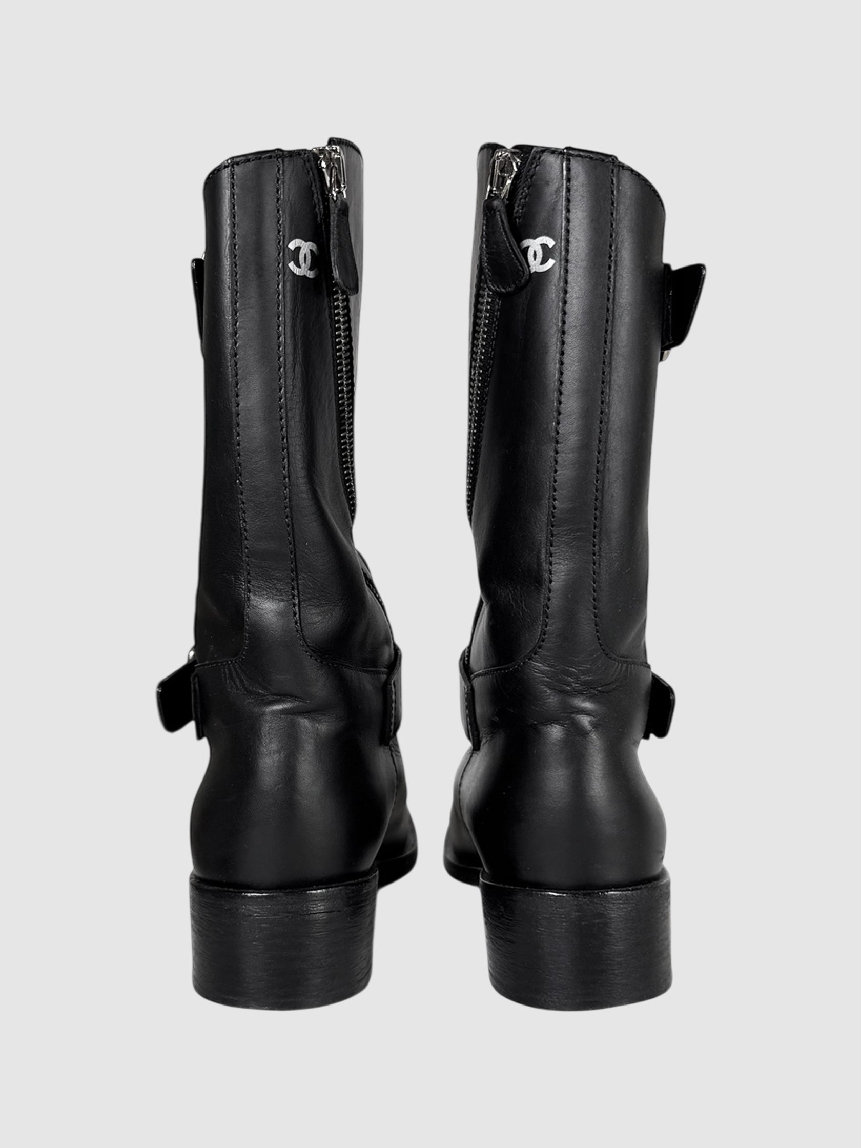 Leather CC Biker Boots