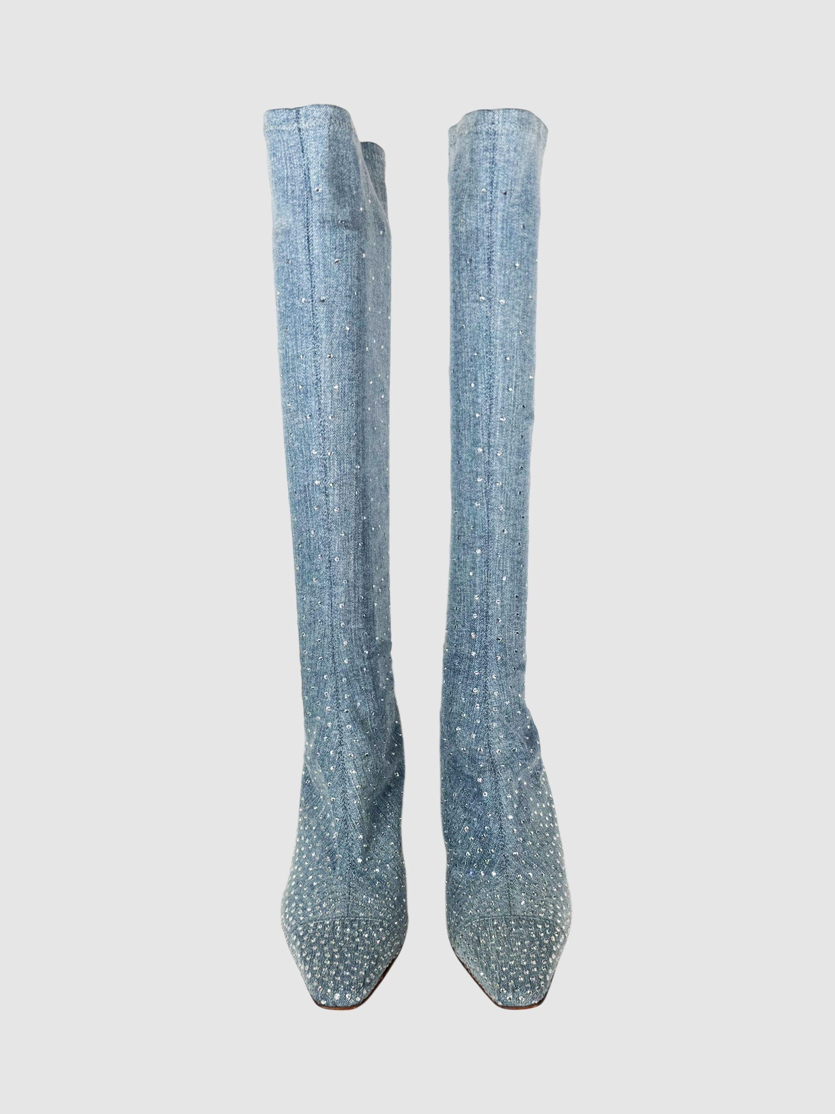 Denim Crystal Boots
