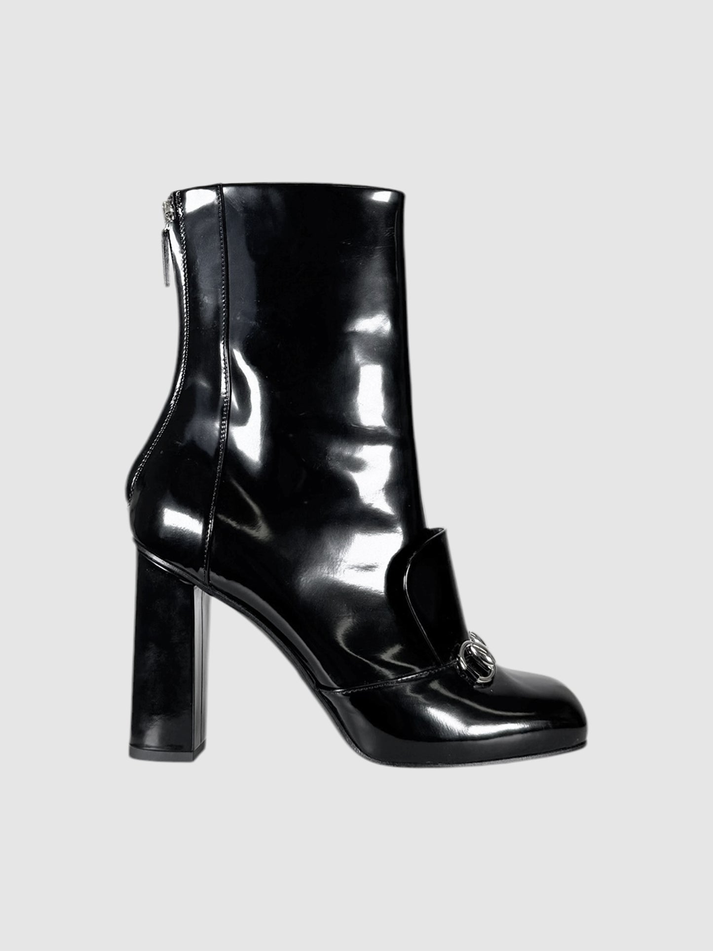 Horsebit Patent Leather Boots - Size 36.5