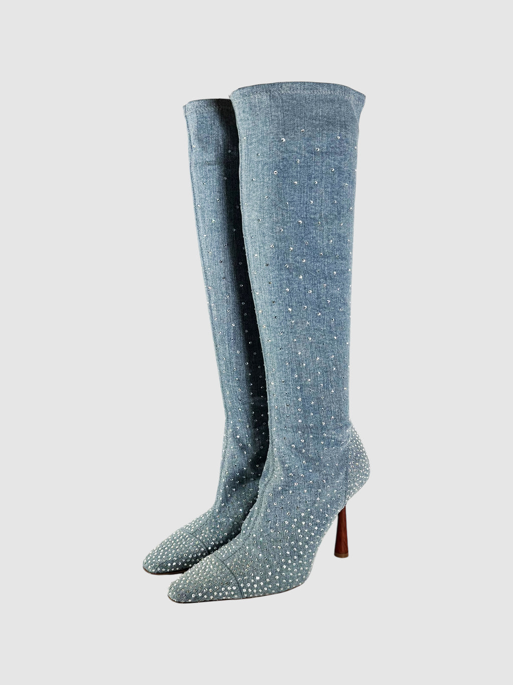 Denim Crystal Boots