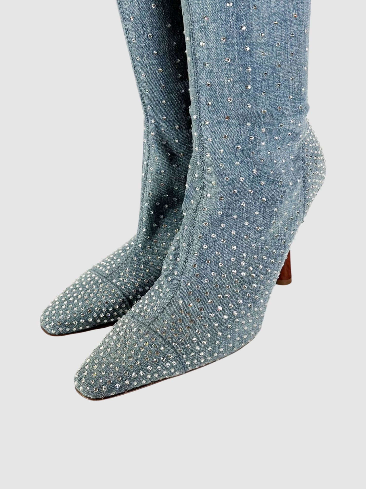 Denim Crystal Boots