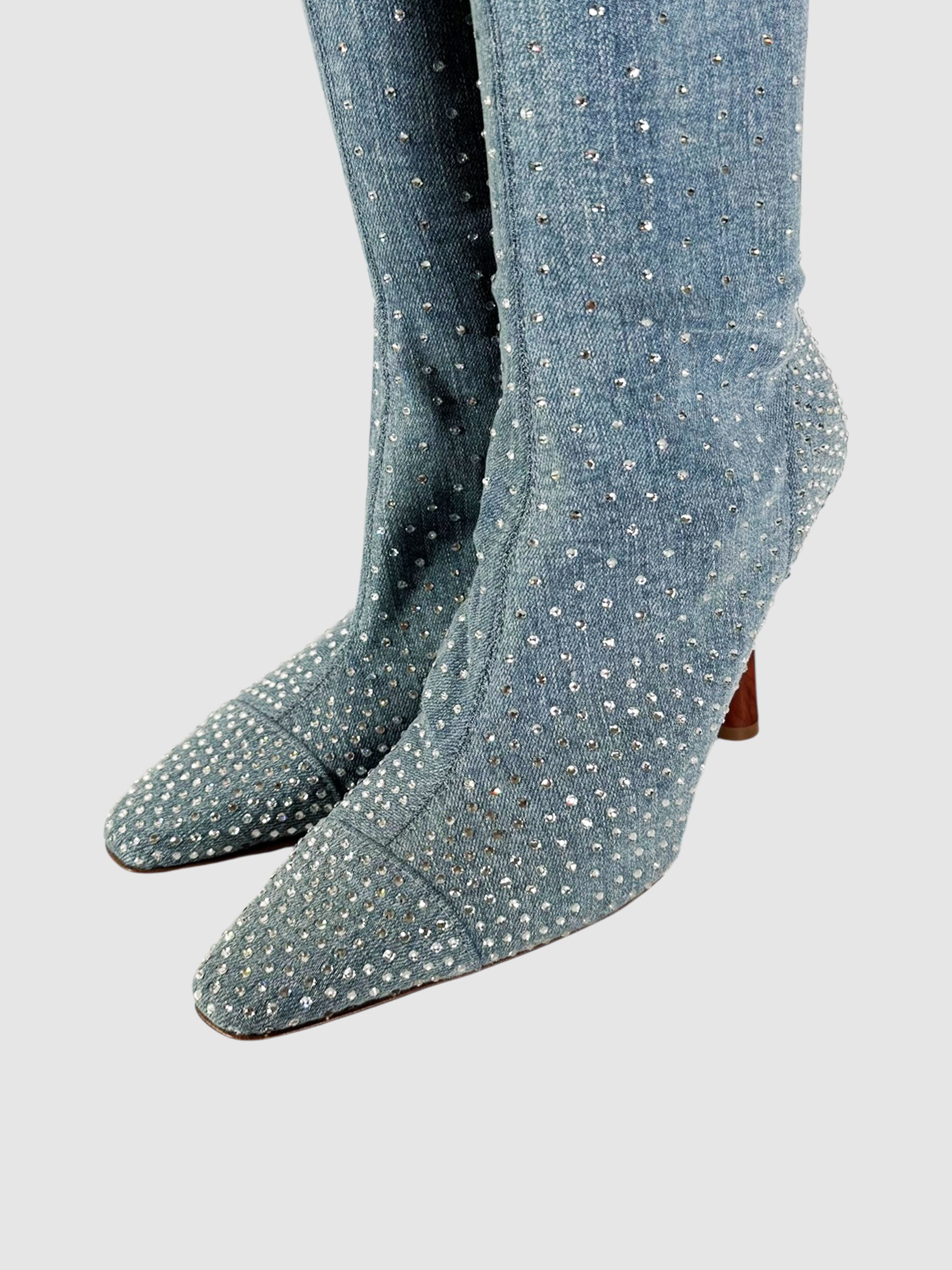 Denim Crystal Boots
