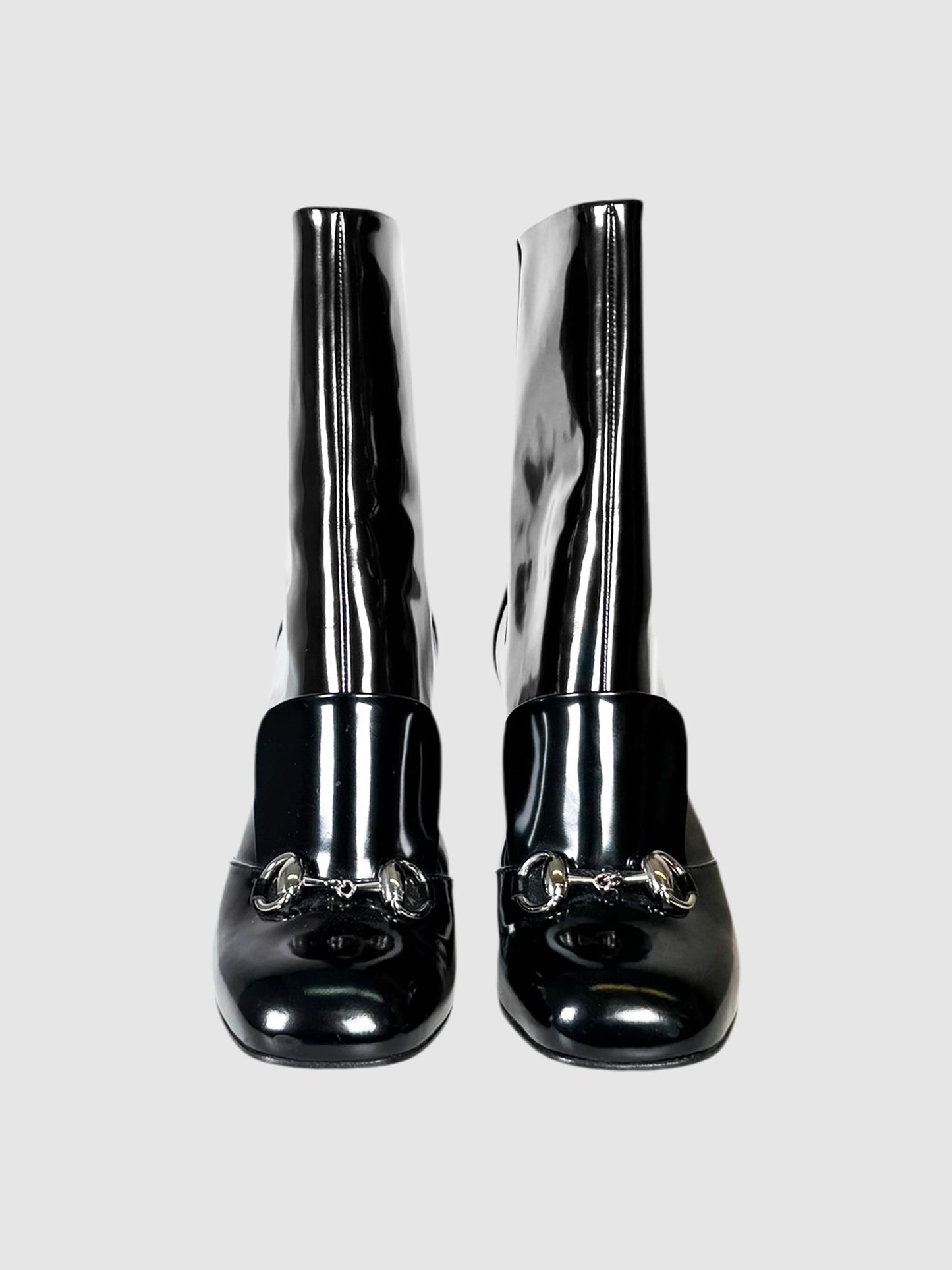 Horsebit Patent Leather Boots - Size 36.5