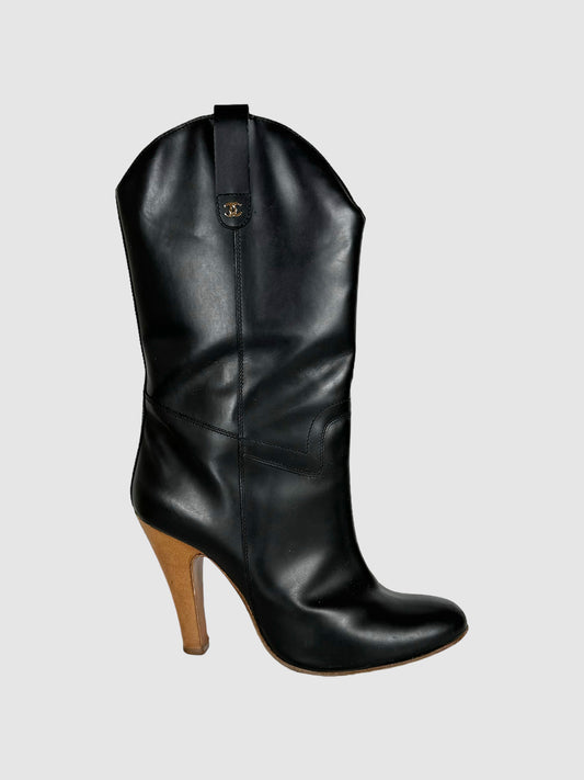 Chanel Cowboy High Heel Boots - Size 40