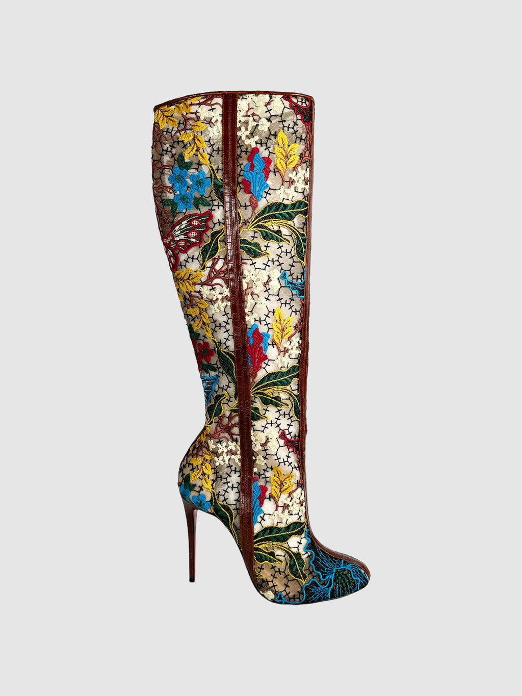 Christian Louboutin "Miss Tennis" Floral Print Lace Mesh Tall Stiletto Boots Consignment
Secondhand Toronto