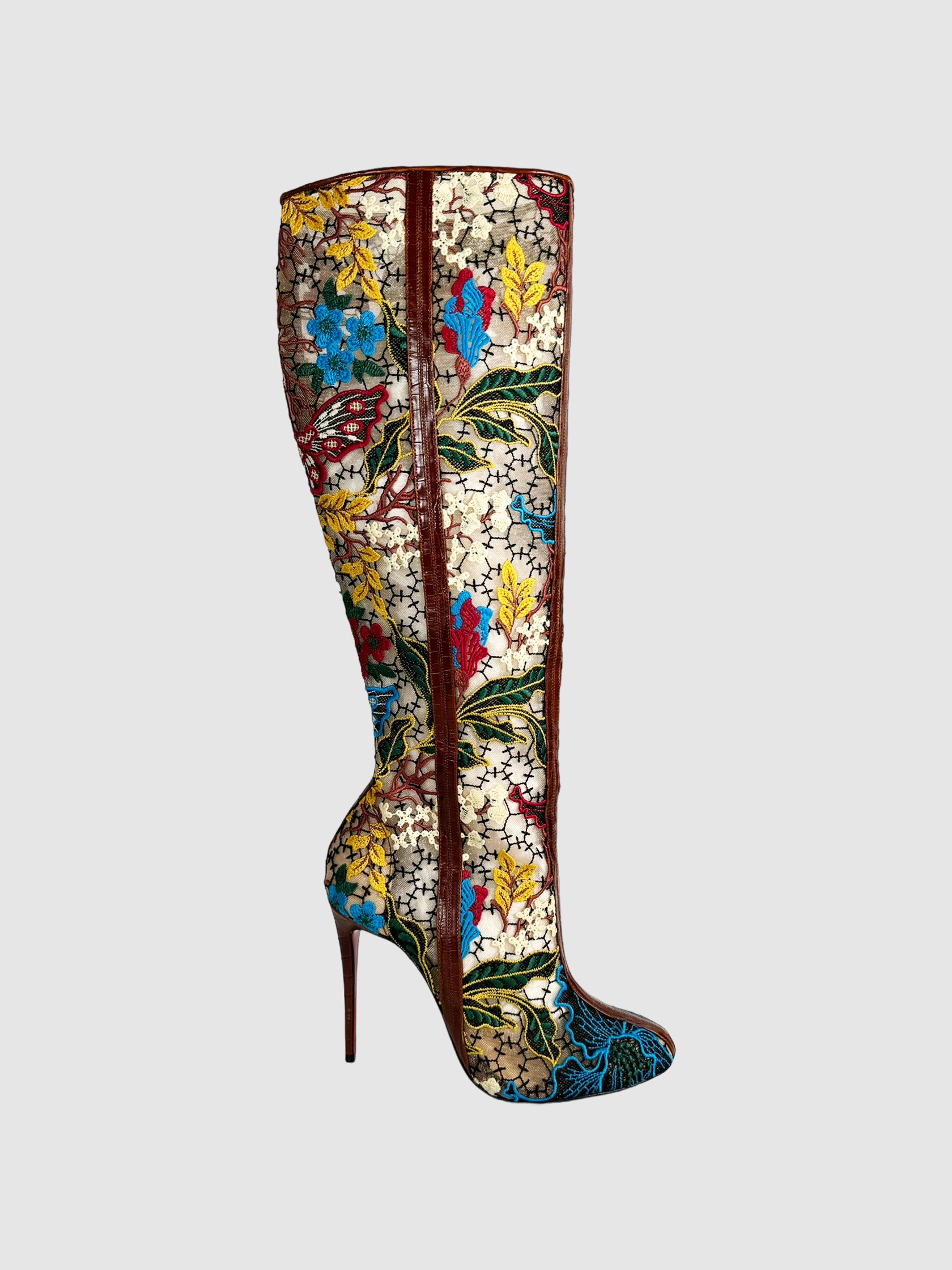 Christian Louboutin "Miss Tennis" Floral Print Lace Mesh Tall Stiletto Boots Consignment
Secondhand Toronto