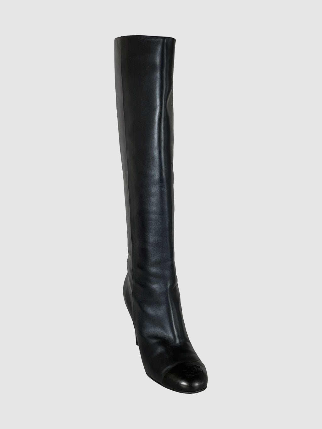 Tall Leather Heel Boots - Size 9