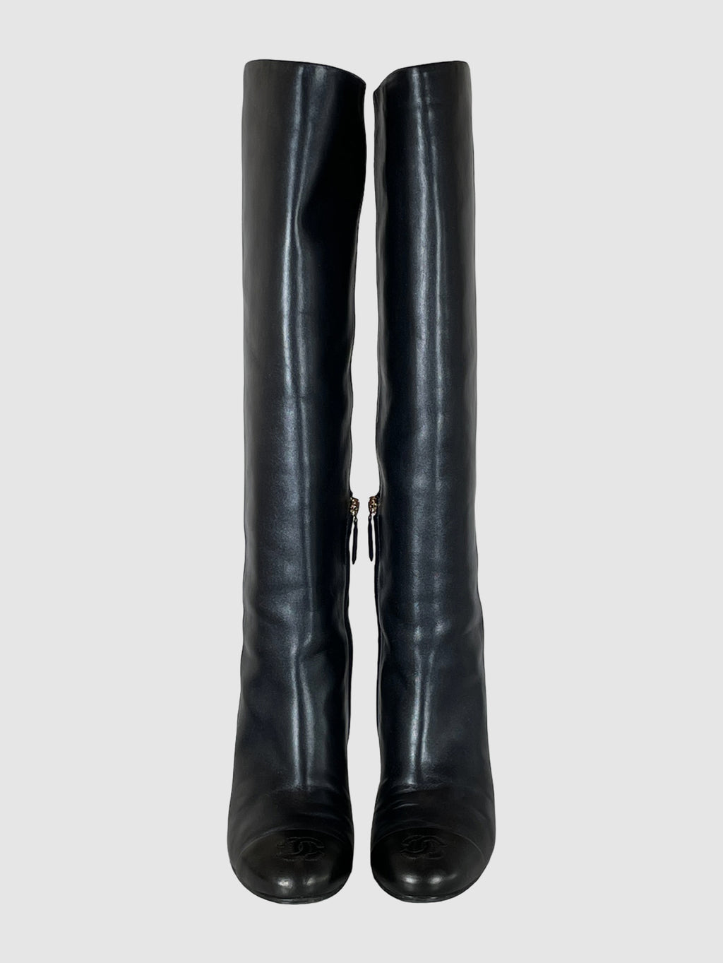 Tall Leather Heel Boots - Size 9