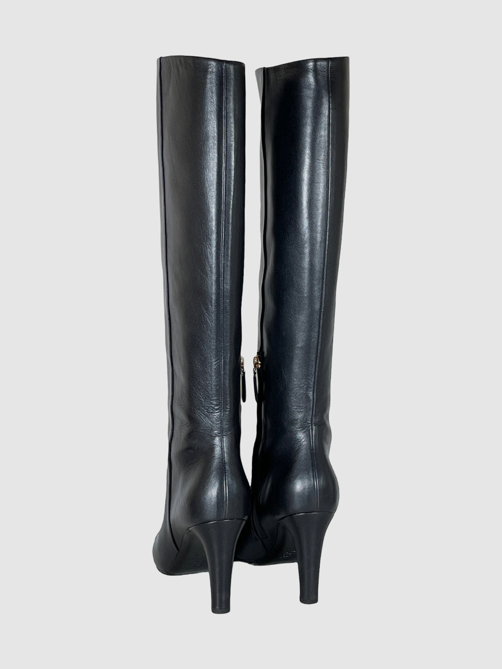 Tall Leather Heel Boots - Size 9