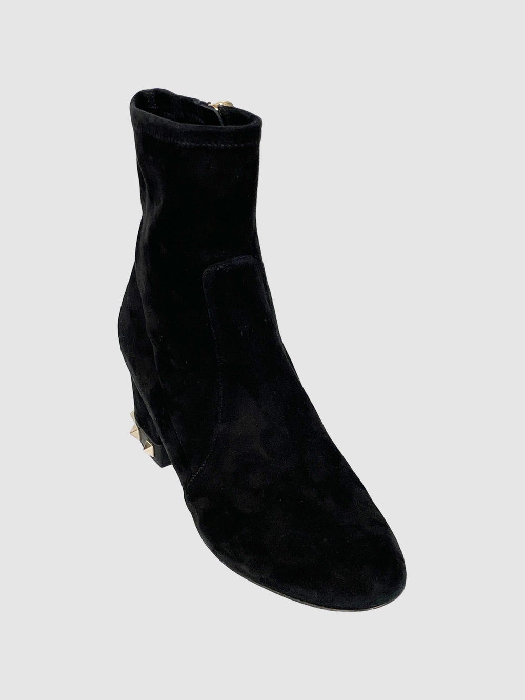 Suede Ankle Boots with Studded Heel - Size 36.5