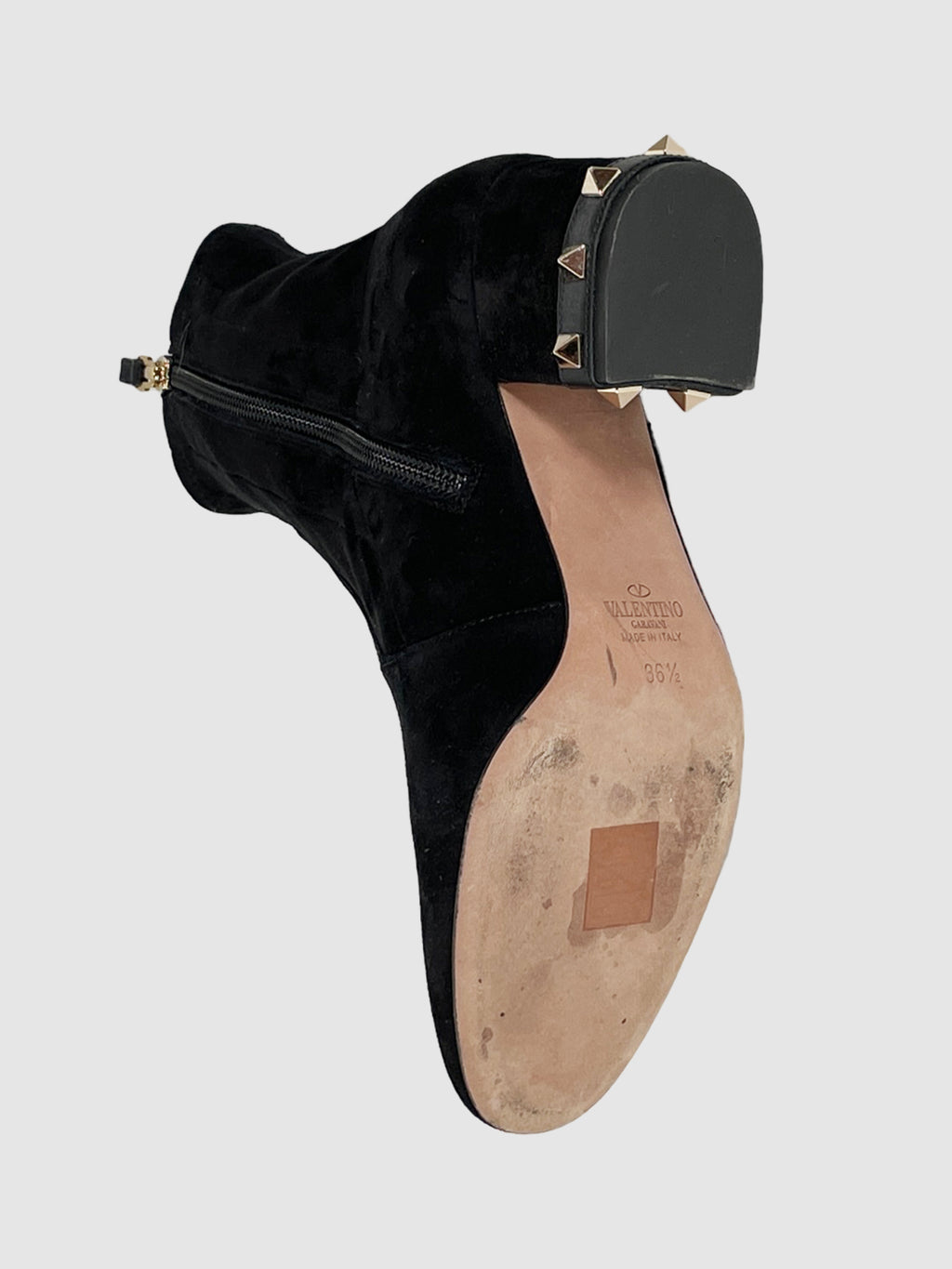 Suede Ankle Boots with Studded Heel - Size 36.5