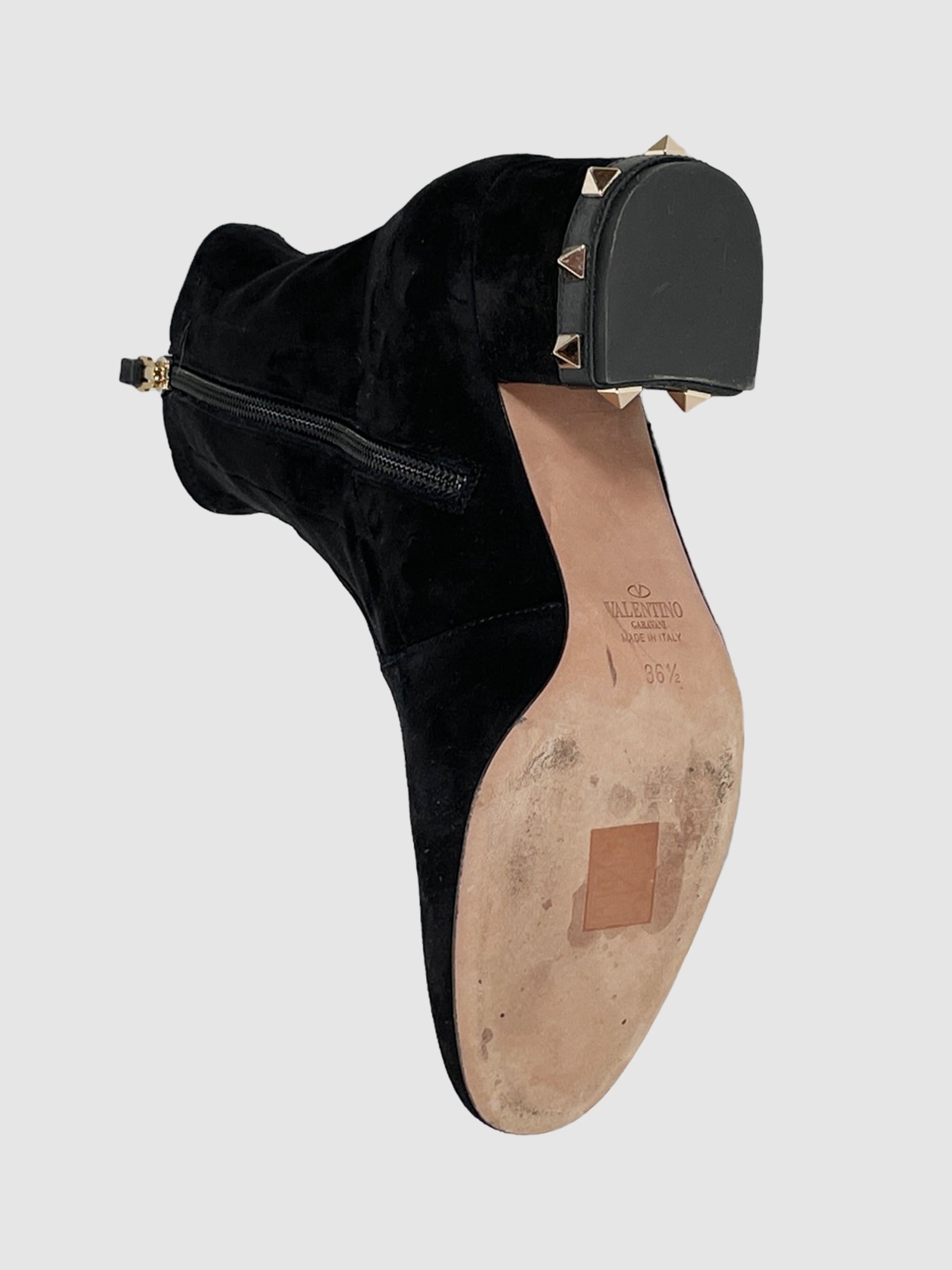 Suede Ankle Boots with Studded Heel - Size 36.5