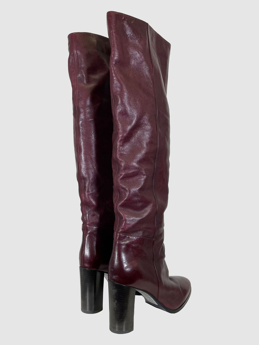 Tall High Heel Leather Boots - Size 40