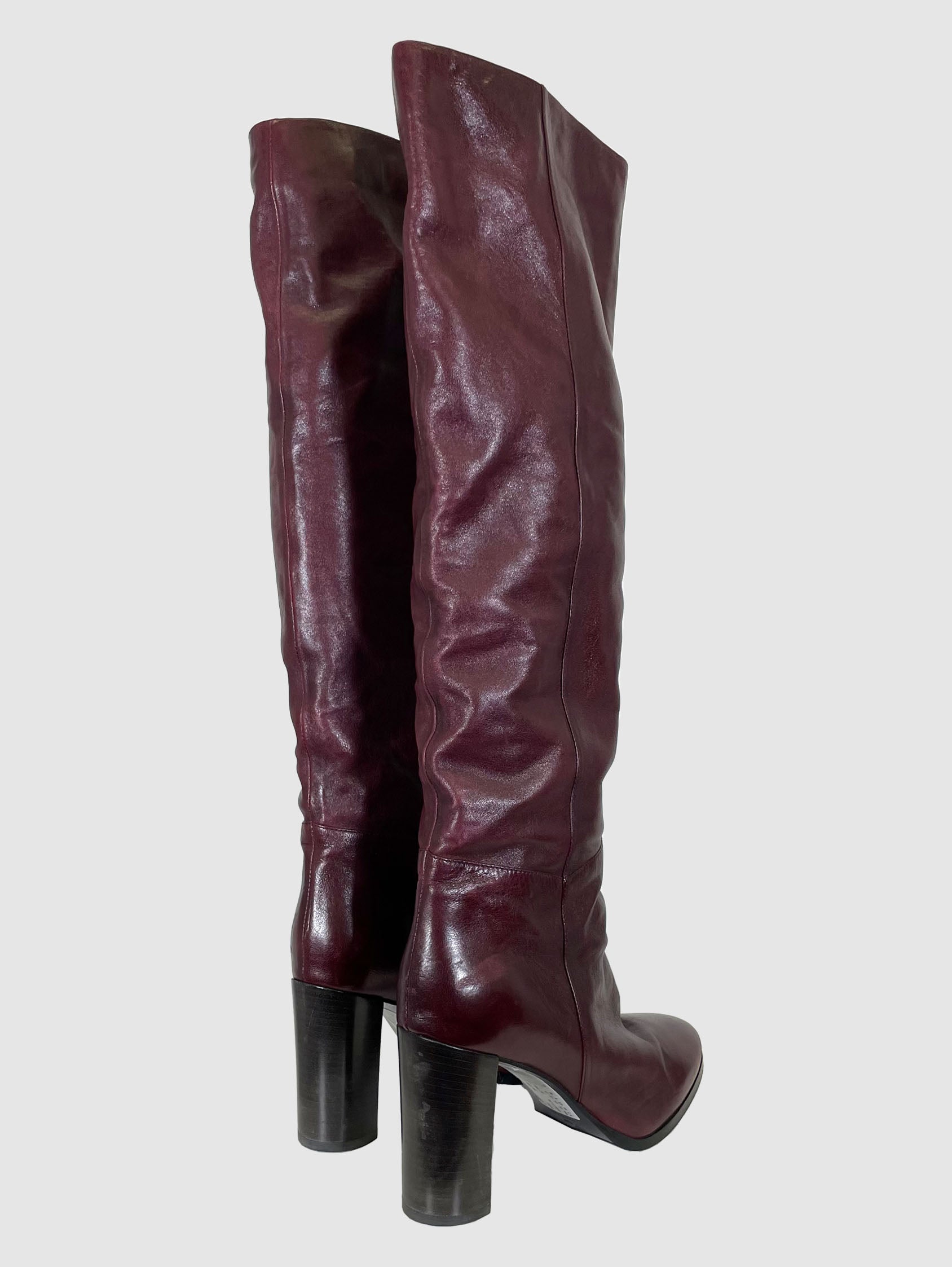 Tall High Heel Leather Boots - Size 40