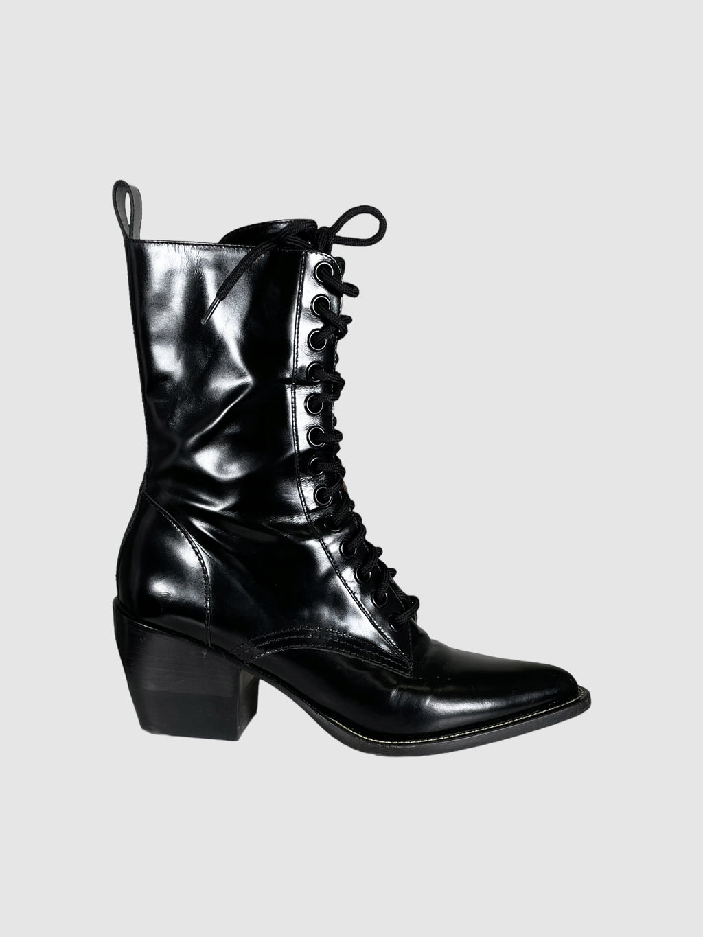 Leather Lace-Up Boots - Size 40