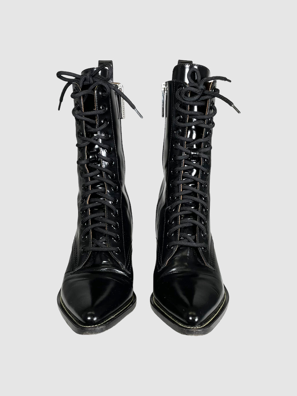 Leather Lace-Up Boots - Size 40