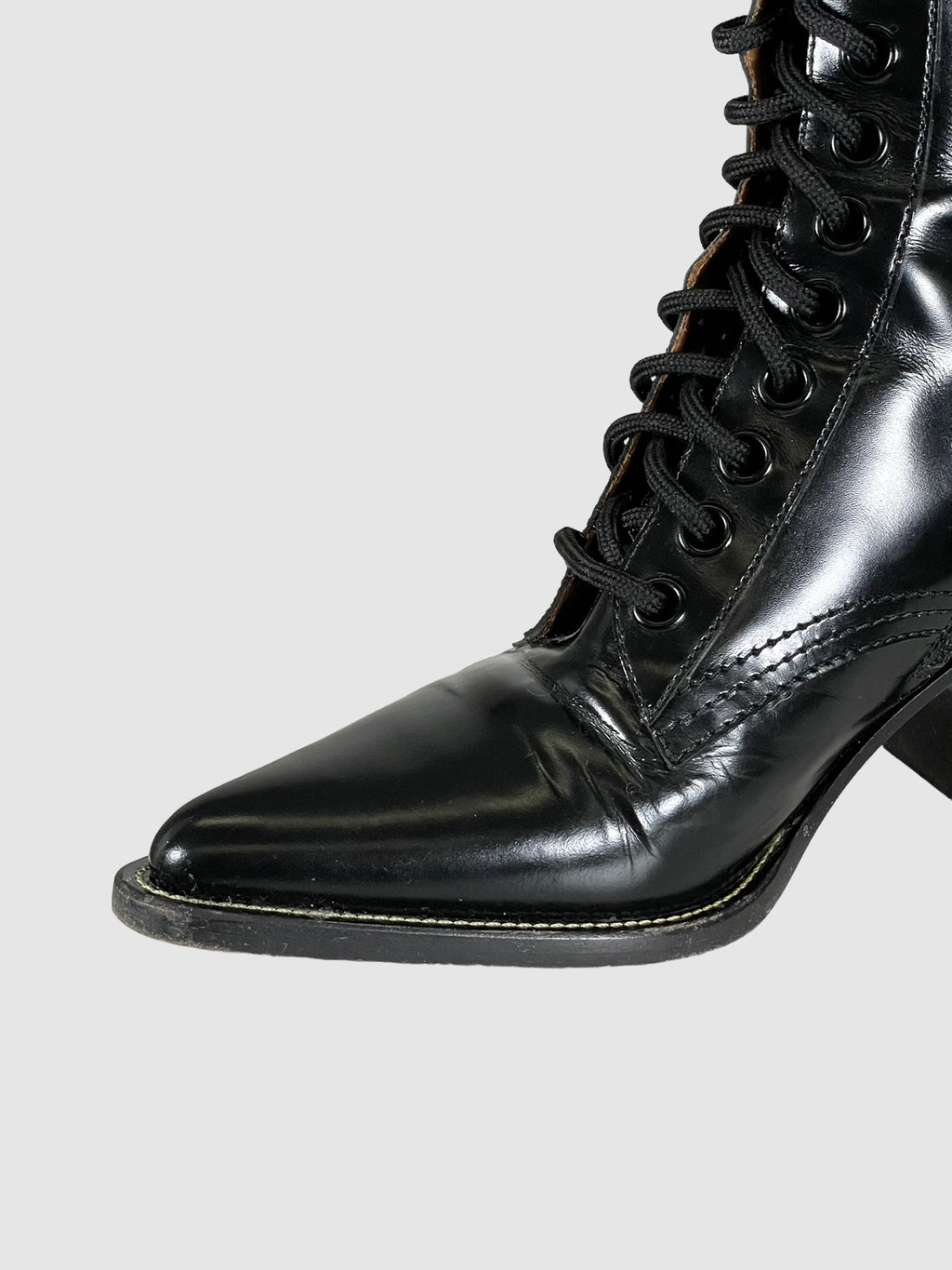 Leather Lace-Up Boots - Size 40