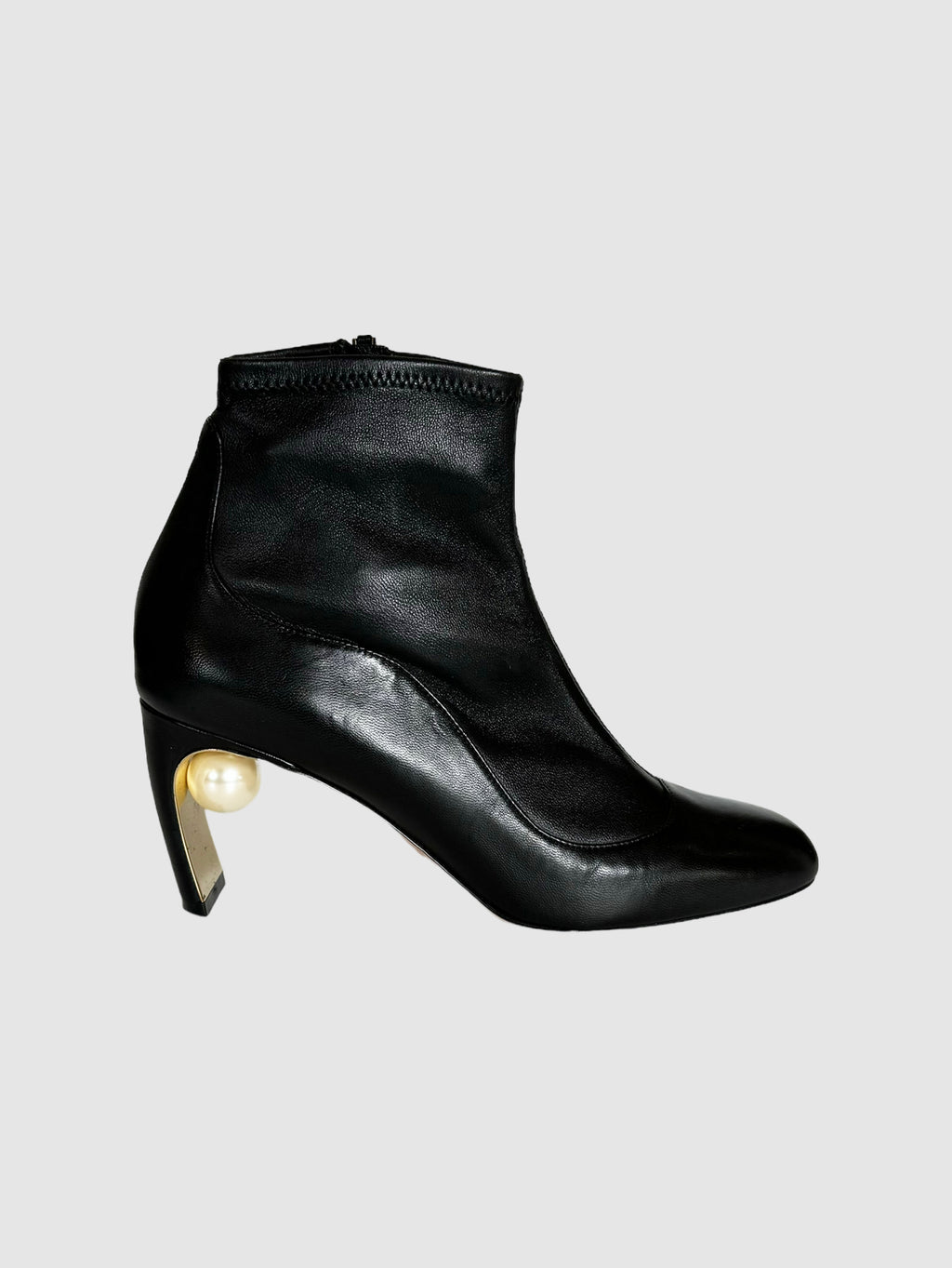 Nicholas Kirkwood Leather Booties with Pearl Accent - Size 38.5
