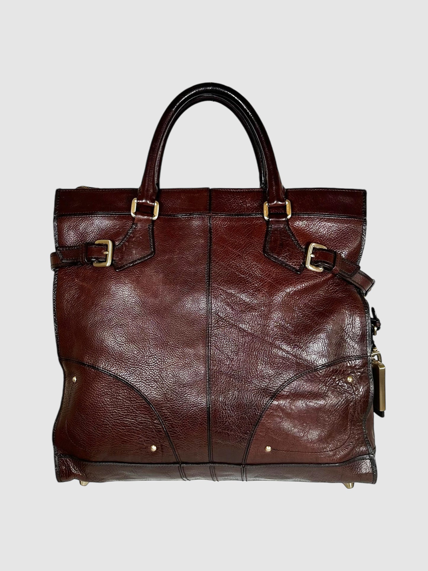 Leather Buckle Tote Bag