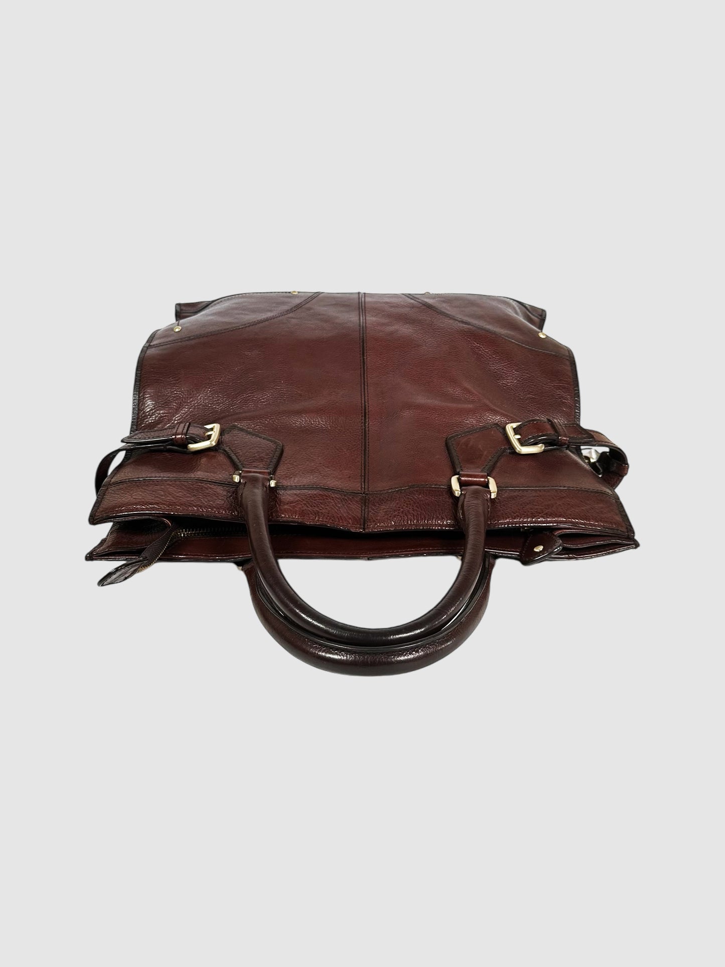 Leather Buckle Tote Bag