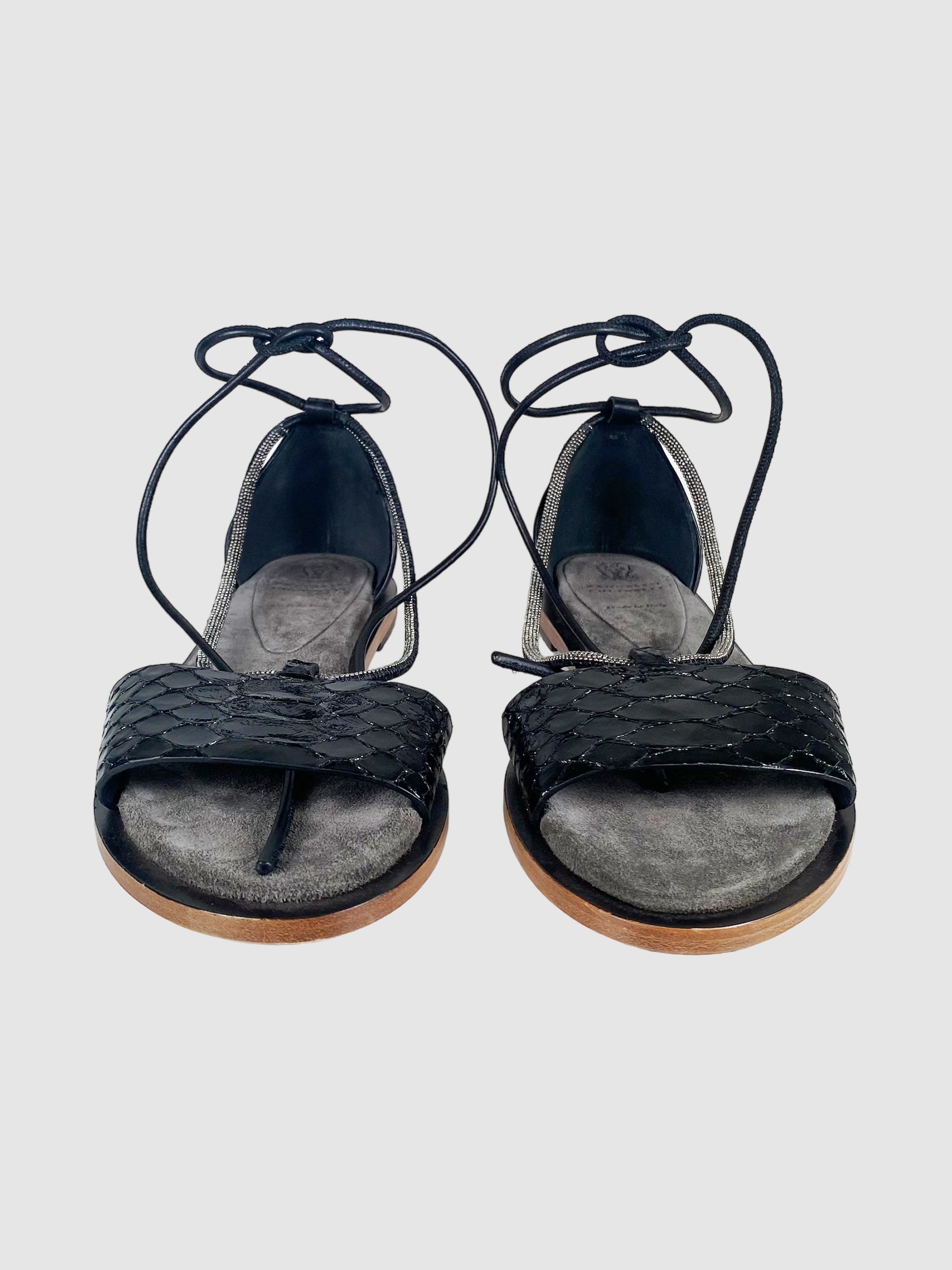 Leather Lace-Up Sandals - Size 37