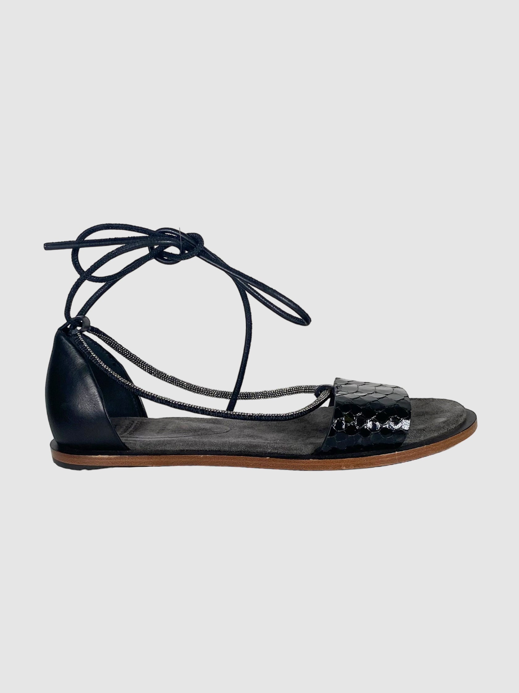 Leather Lace-Up Sandals - Size 37