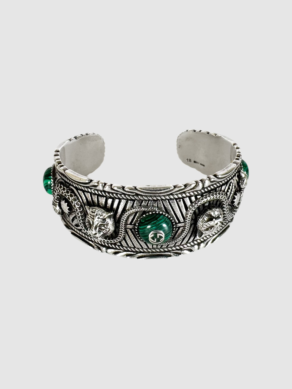Gucci Sterling Silver and Resin Garden Feline Cuff Bracelet luxury designer resale consignment secondhand toronto