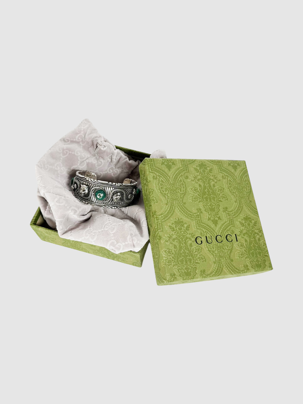 Gucci Sterling Silver and Resin Garden Feline Cuff Bracelet luxury designer resale consignment secondhand toronto