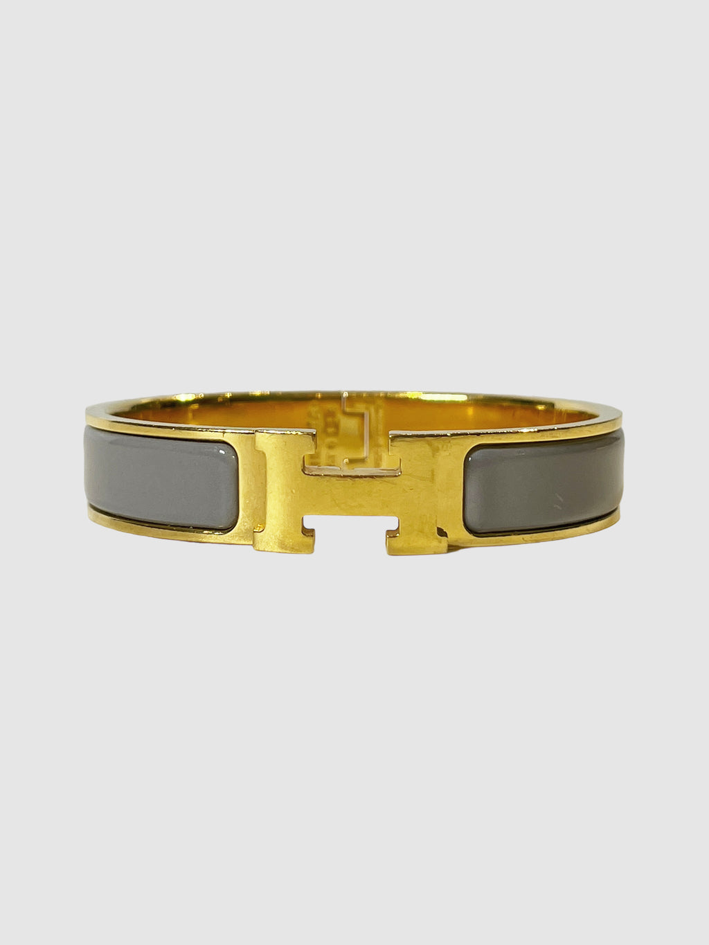 Hermès Clic H Narrow Bracelet Grey Enamel Trendy Second Hand Consignment
