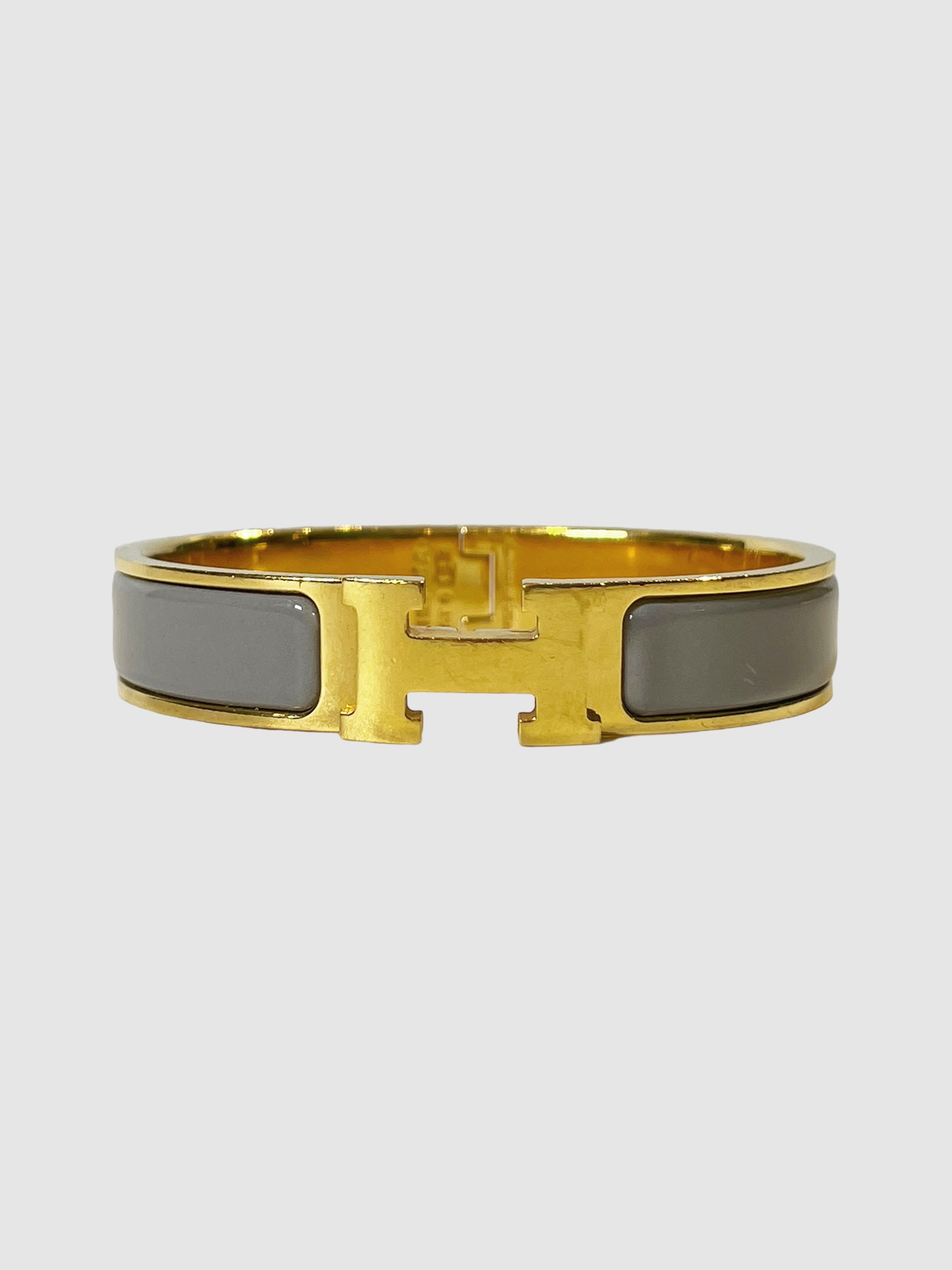 Hermès Clic H Narrow Bracelet Grey Enamel Trendy Second Hand Consignment