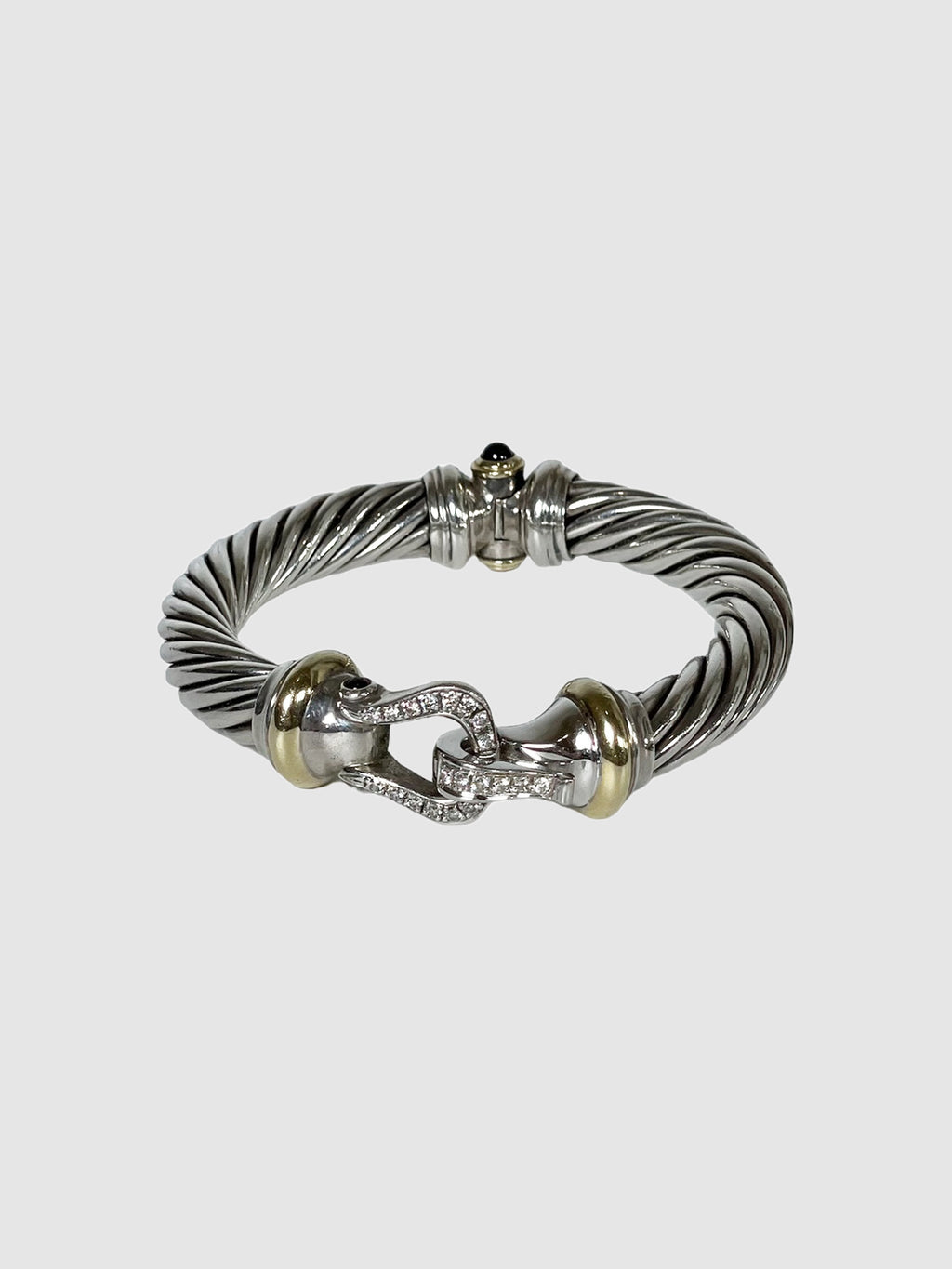 Rhodo Cable Diamond Buckle Bracelet