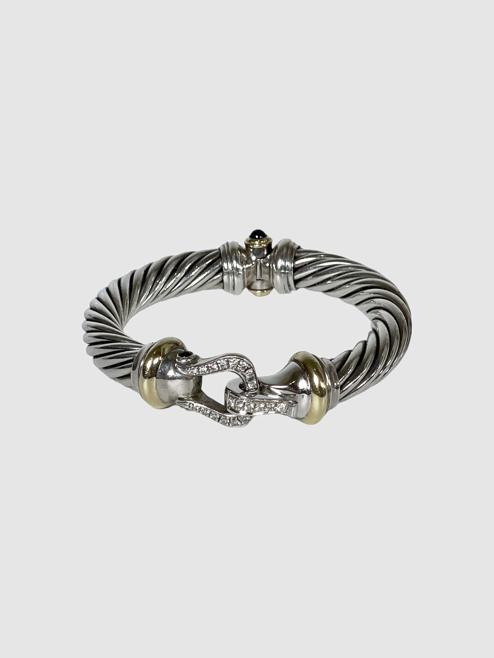 Rhodo Cable Diamond Buckle Bracelet