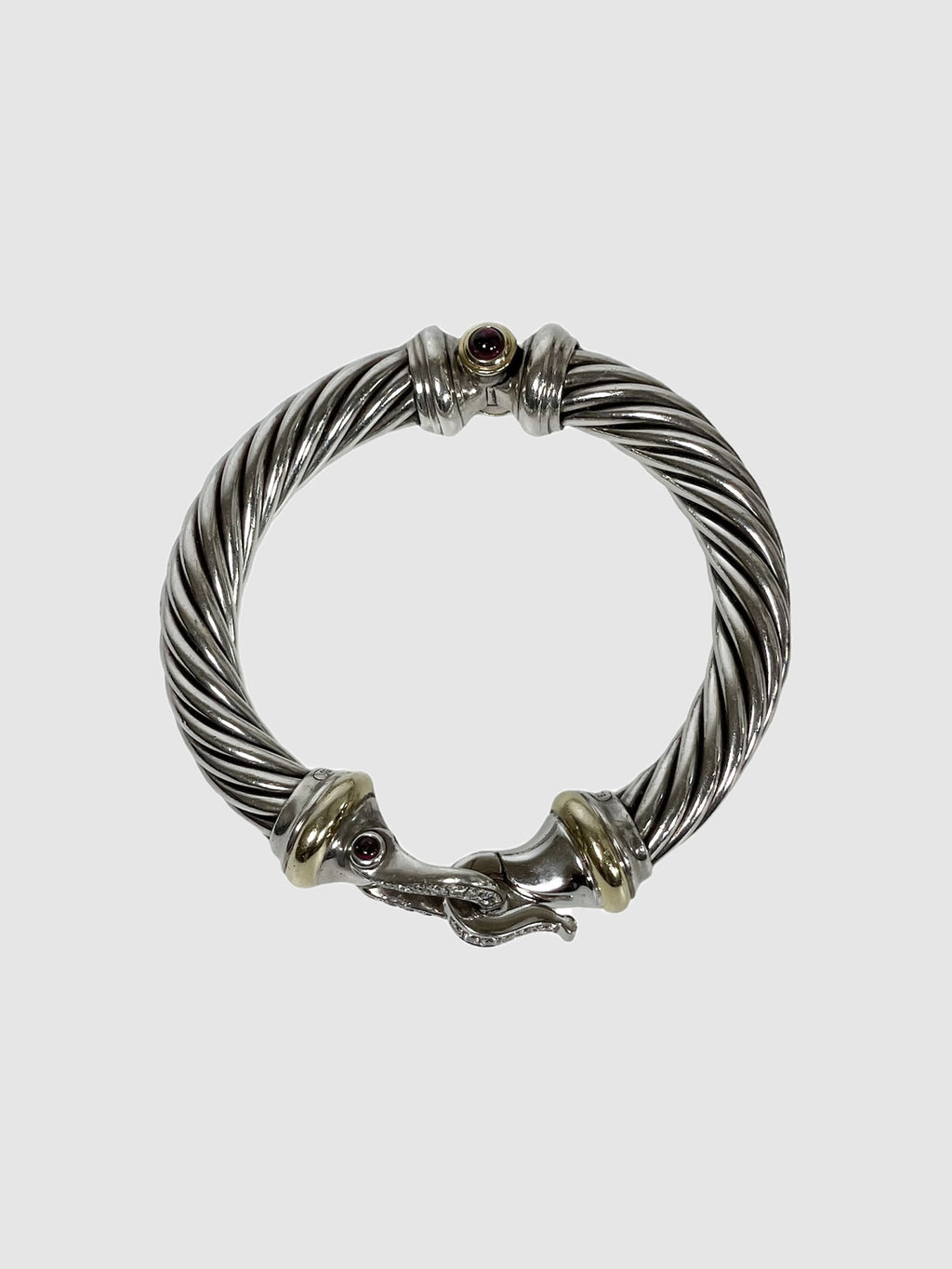 Rhodo Cable Diamond Buckle Bracelet