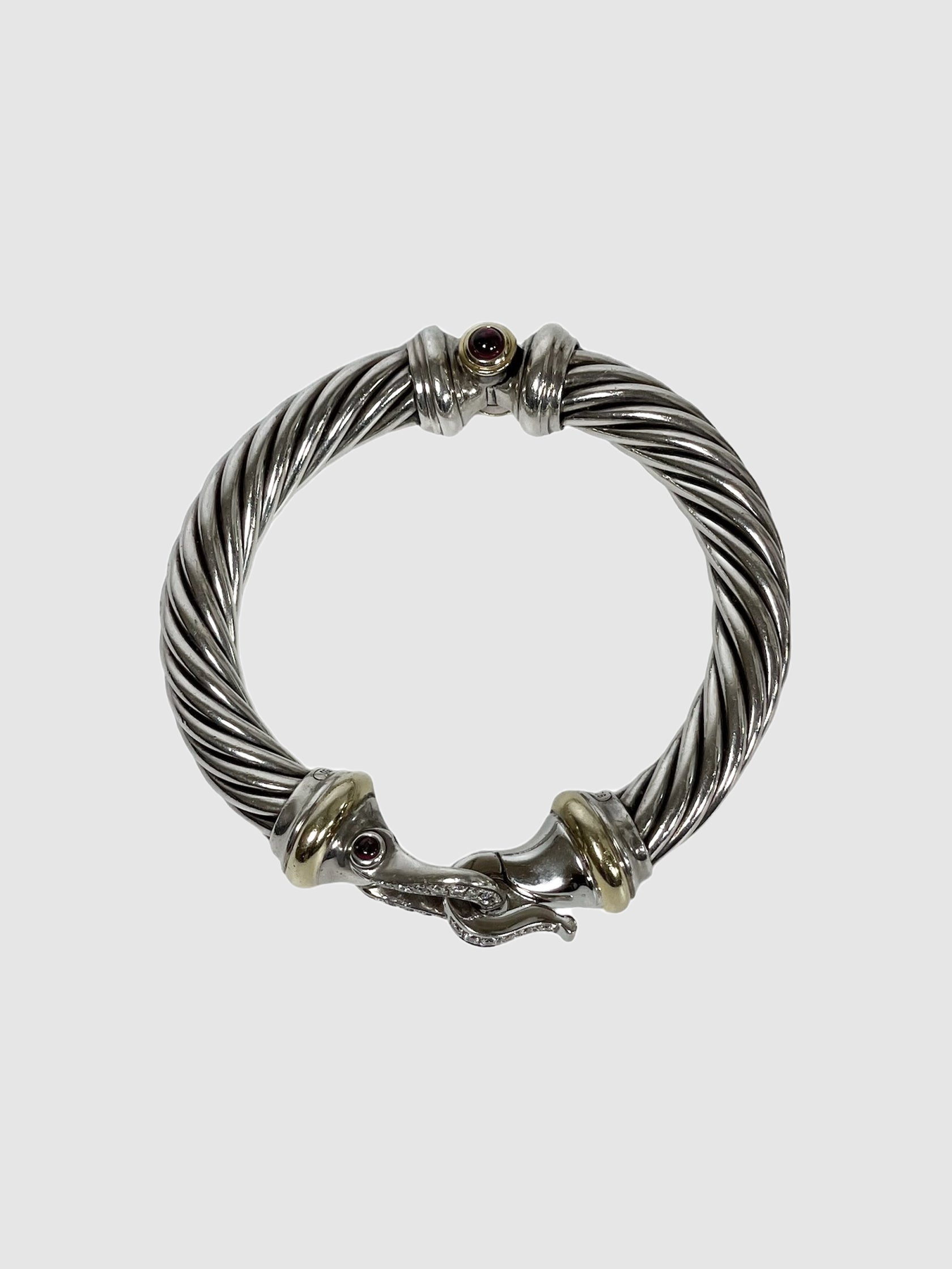 Rhodo Cable Diamond Buckle Bracelet