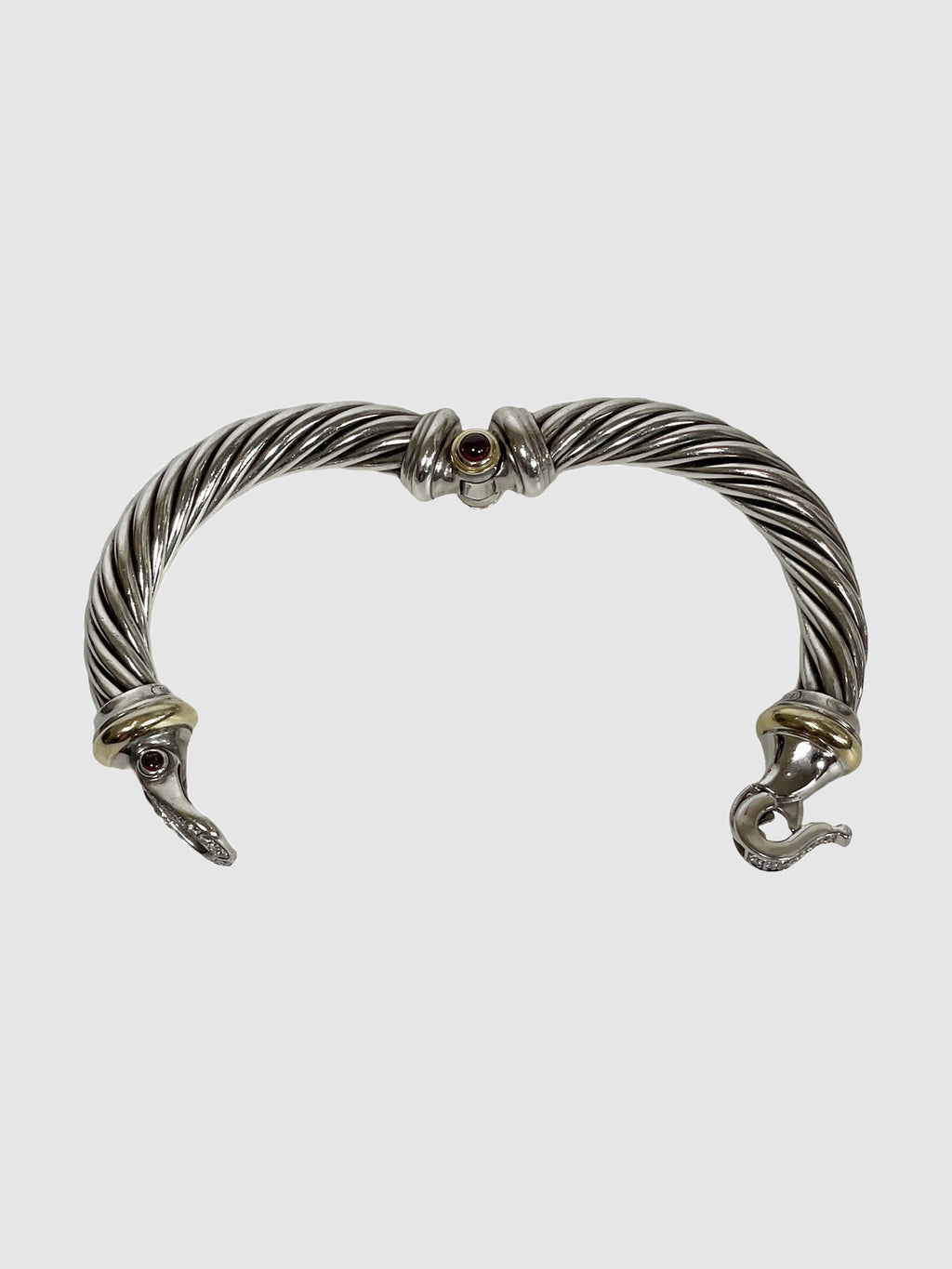 Rhodo Cable Diamond Buckle Bracelet