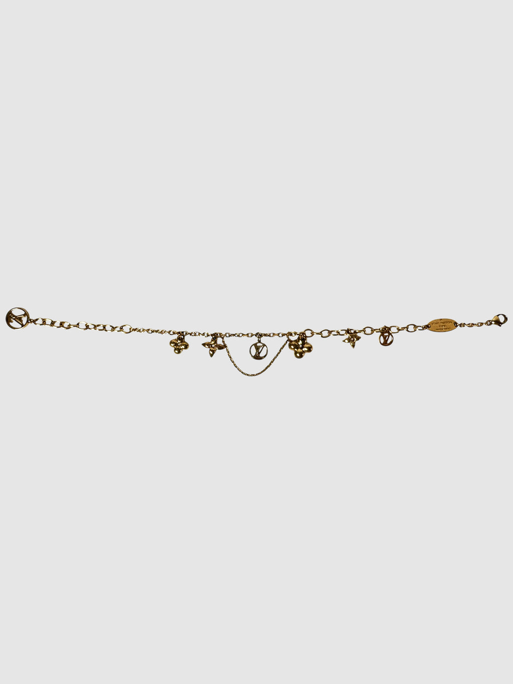 Louis Vuitton Gold-Tone Blooming Supple Chain Bracelet with Charms LV luxury designer resale consignment secondhand toronto canada