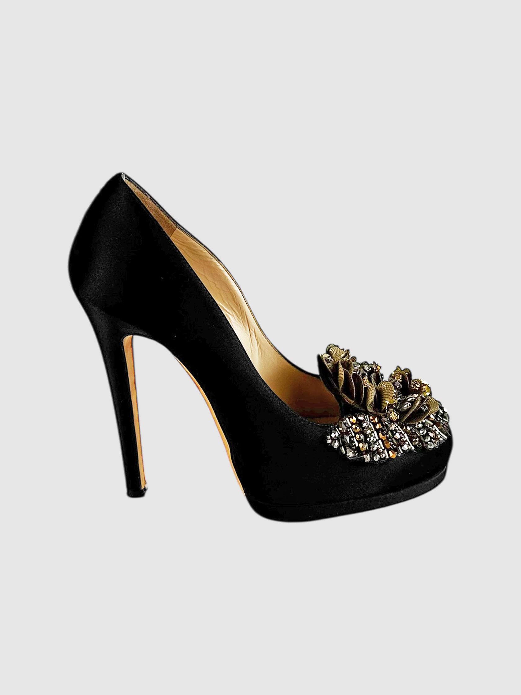Bead and Rhinestone Embellished Pumps - Size 37