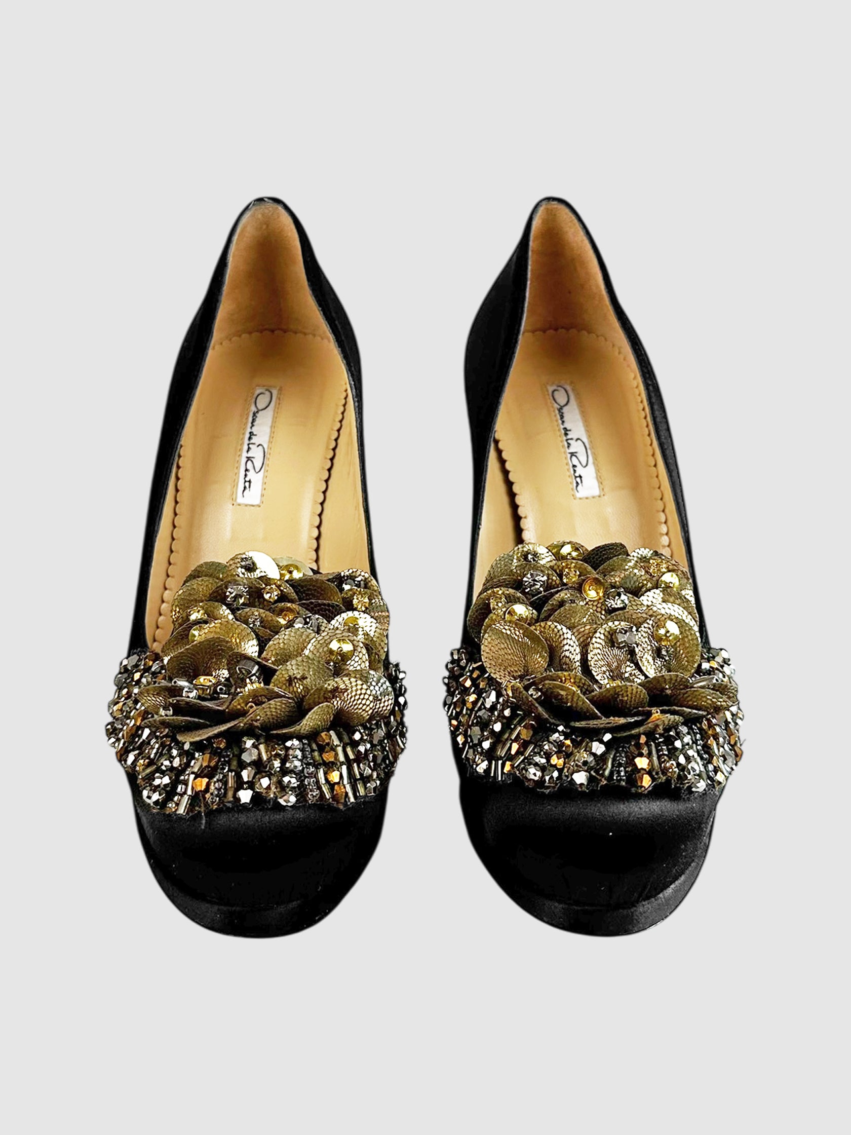 Bead and Rhinestone Embellished Pumps - Size 37