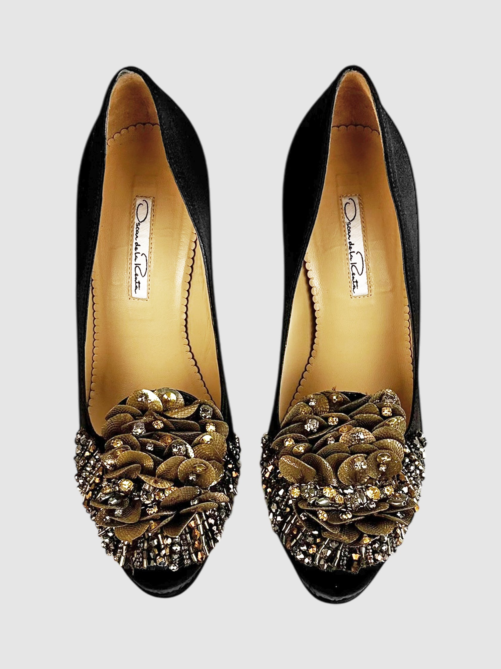 Bead and Rhinestone Embellished Pumps - Size 37
