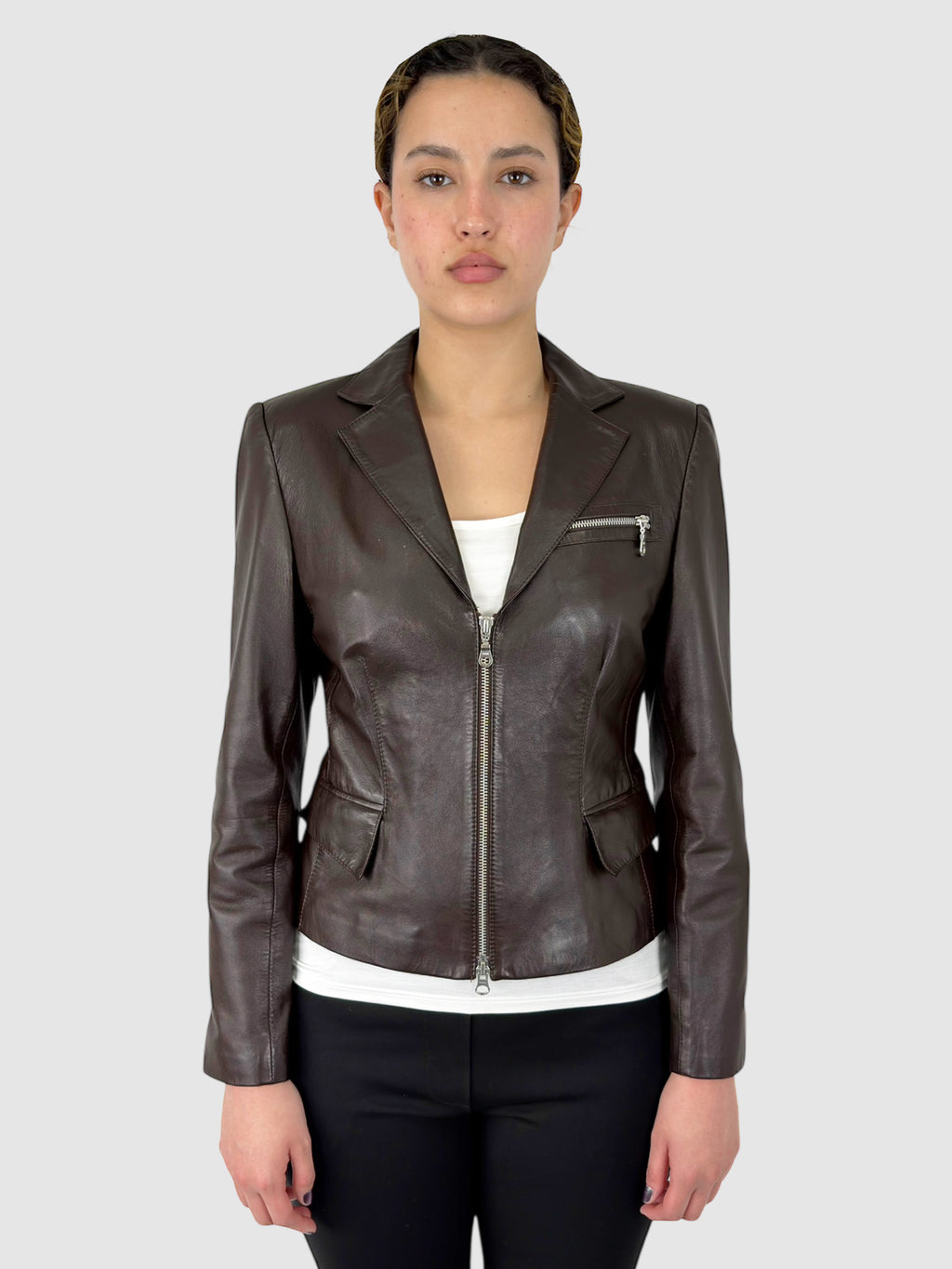 Leather Zip-Up Jacket