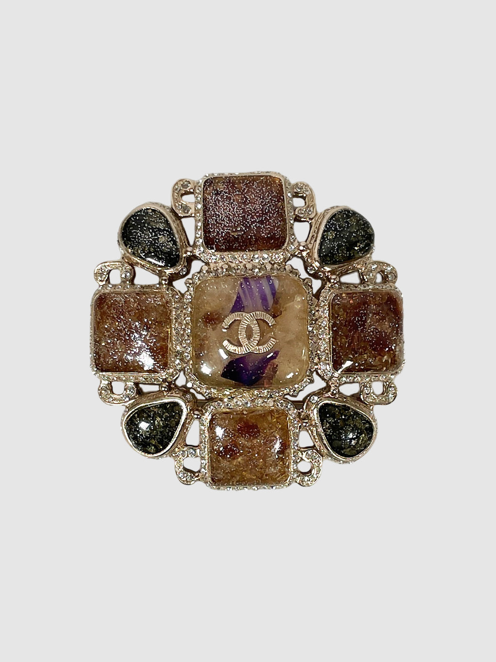 Gripoix Glitter Poured Glass CC Brooch