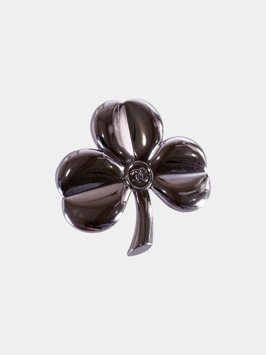 Metal Three Leaf Clover CC Brooch