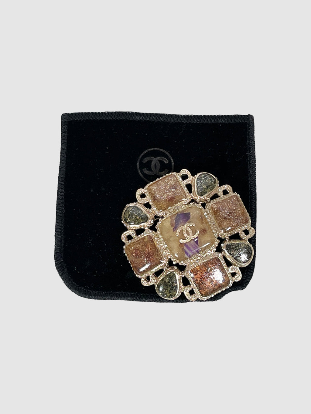 Gripoix Glitter Poured Glass CC Brooch