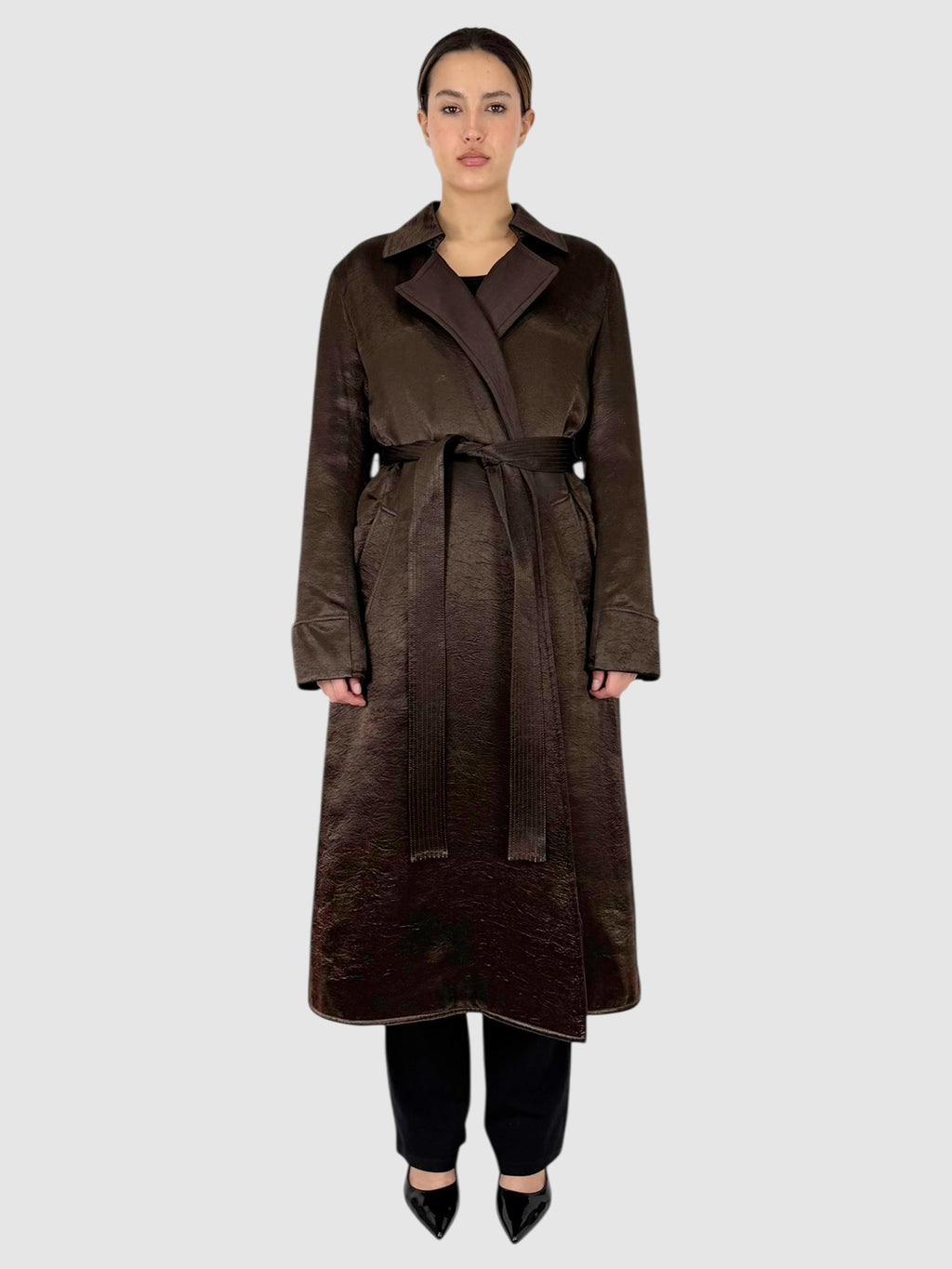 Satin Belted Trench Coat